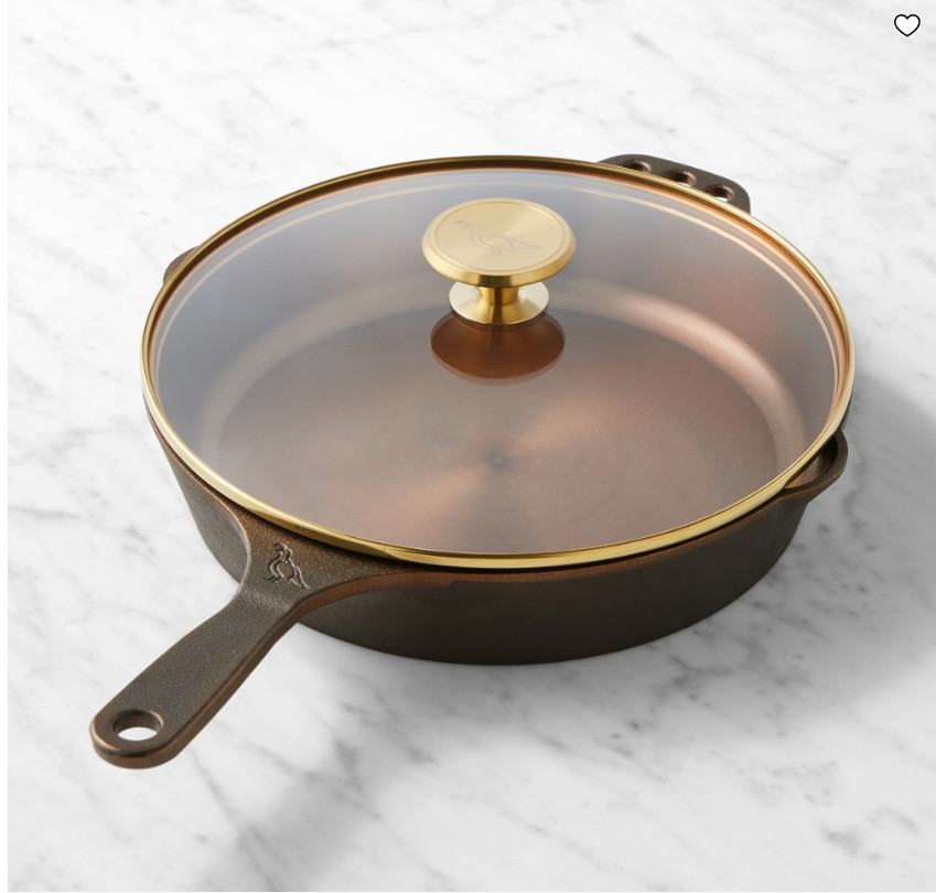 Smithey Seasoned Cast Iron Classic Skillet with Lid Heavy Duty Frying Pan