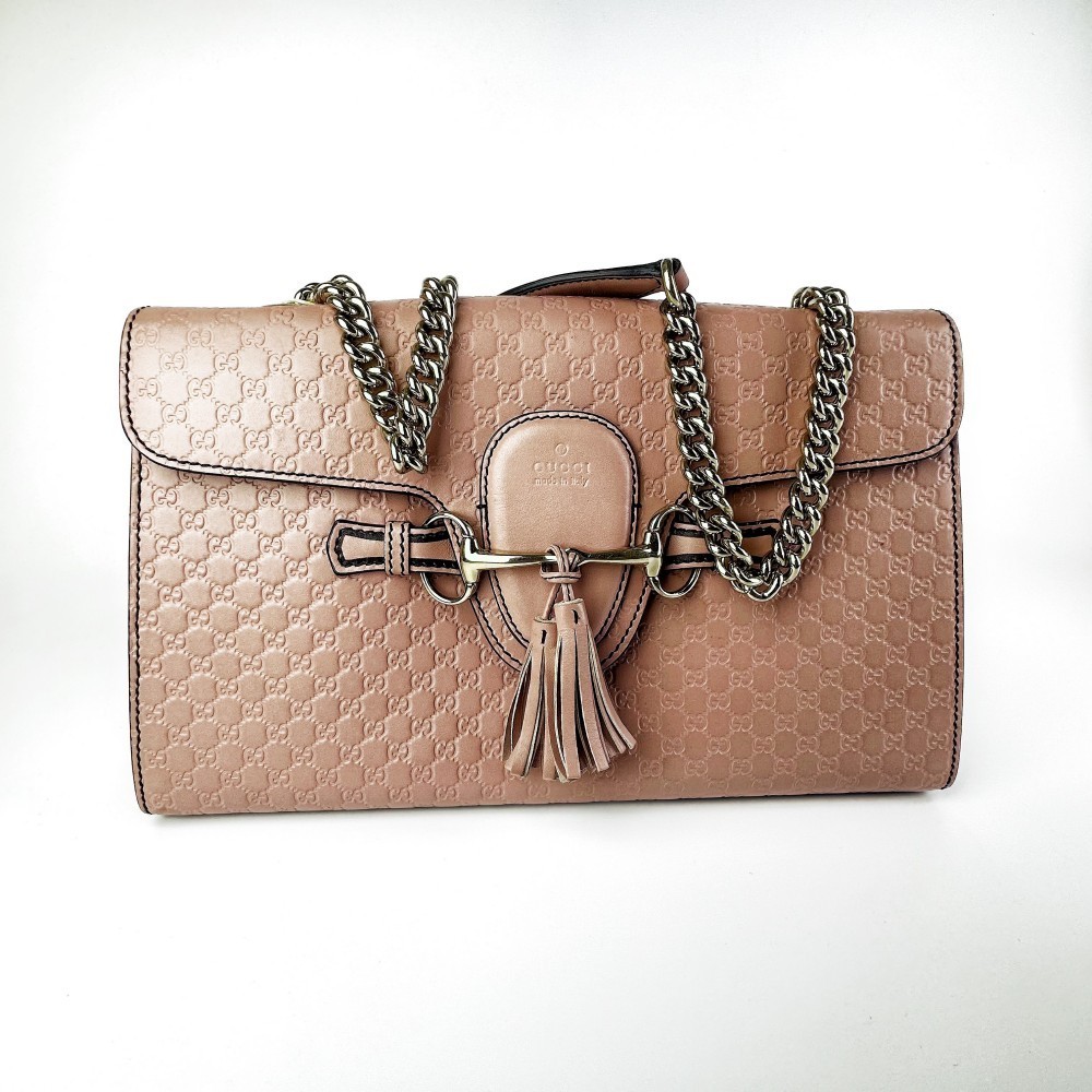 ‌GUCCI Emily Guccissima Leather Chain Shoulder Bag