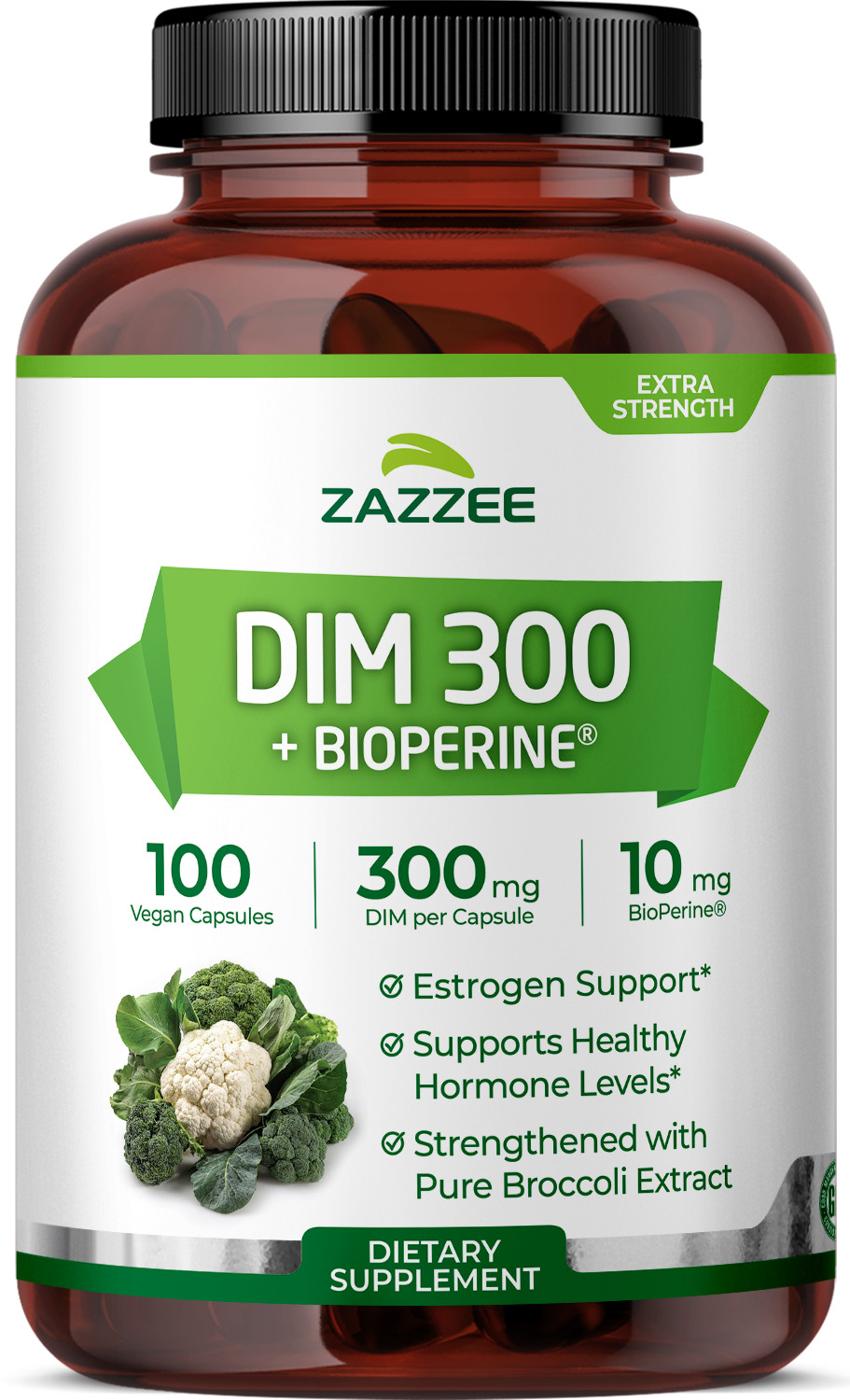 DIM Supplement (Diindolylmethane) 300 mg with 10 mg BioPerine 100 Count Vegan DIM Supplement (Diindolylmethane) 300 mg with 10 mg BioPerine 100 Count Vegan