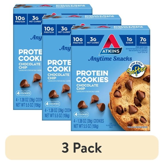 Atkins Soft and Chewy Chocolate Chip Protein Cookie, Keto Friendly, High Protein Atkins Soft and Chewy Chocolate Chip Protein Cookie, Keto Friendly, High Protein