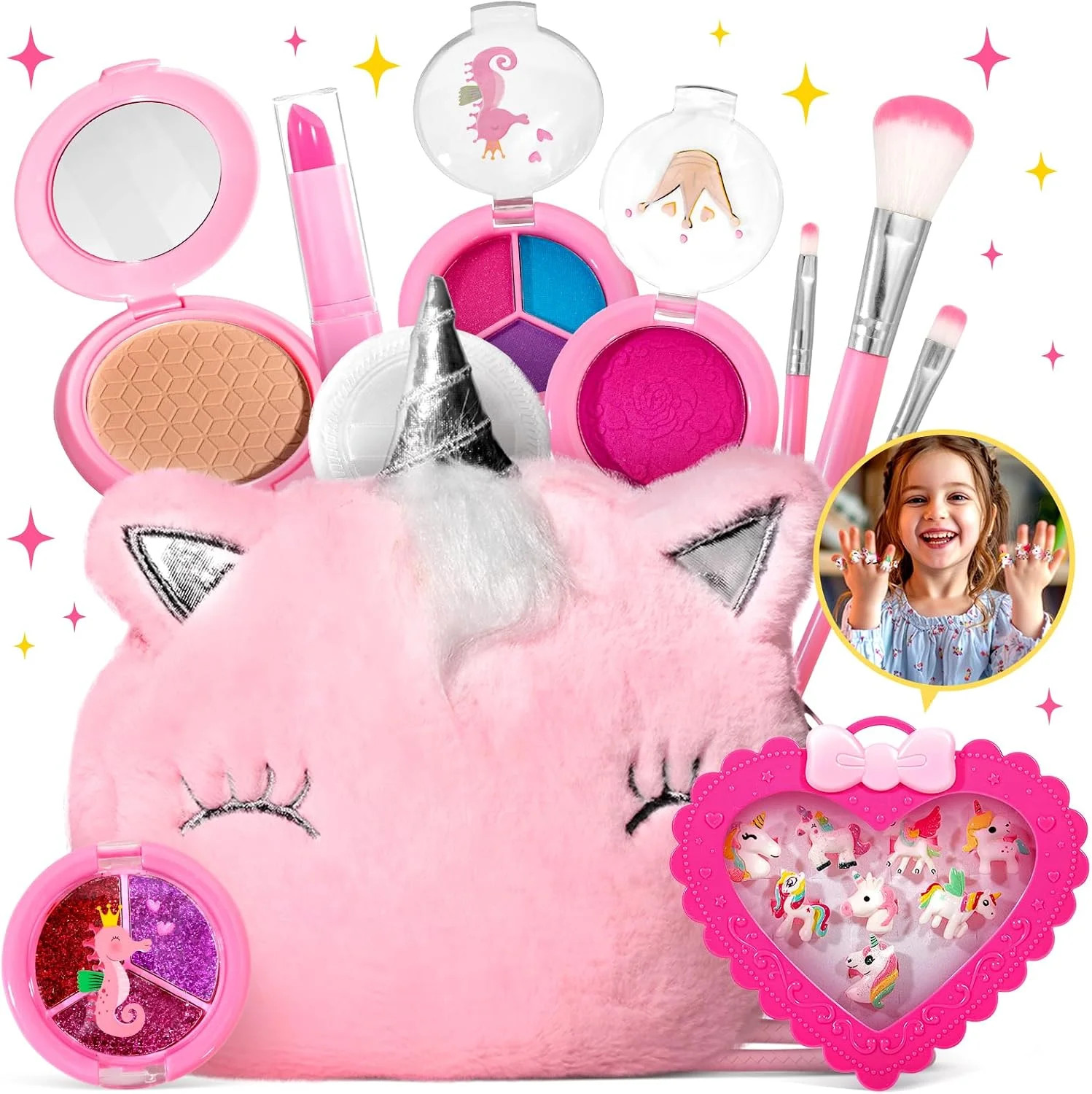 Kids Real Makeup Kit for Little Girls - Real, Non Toxic, Washable Make Up Toy