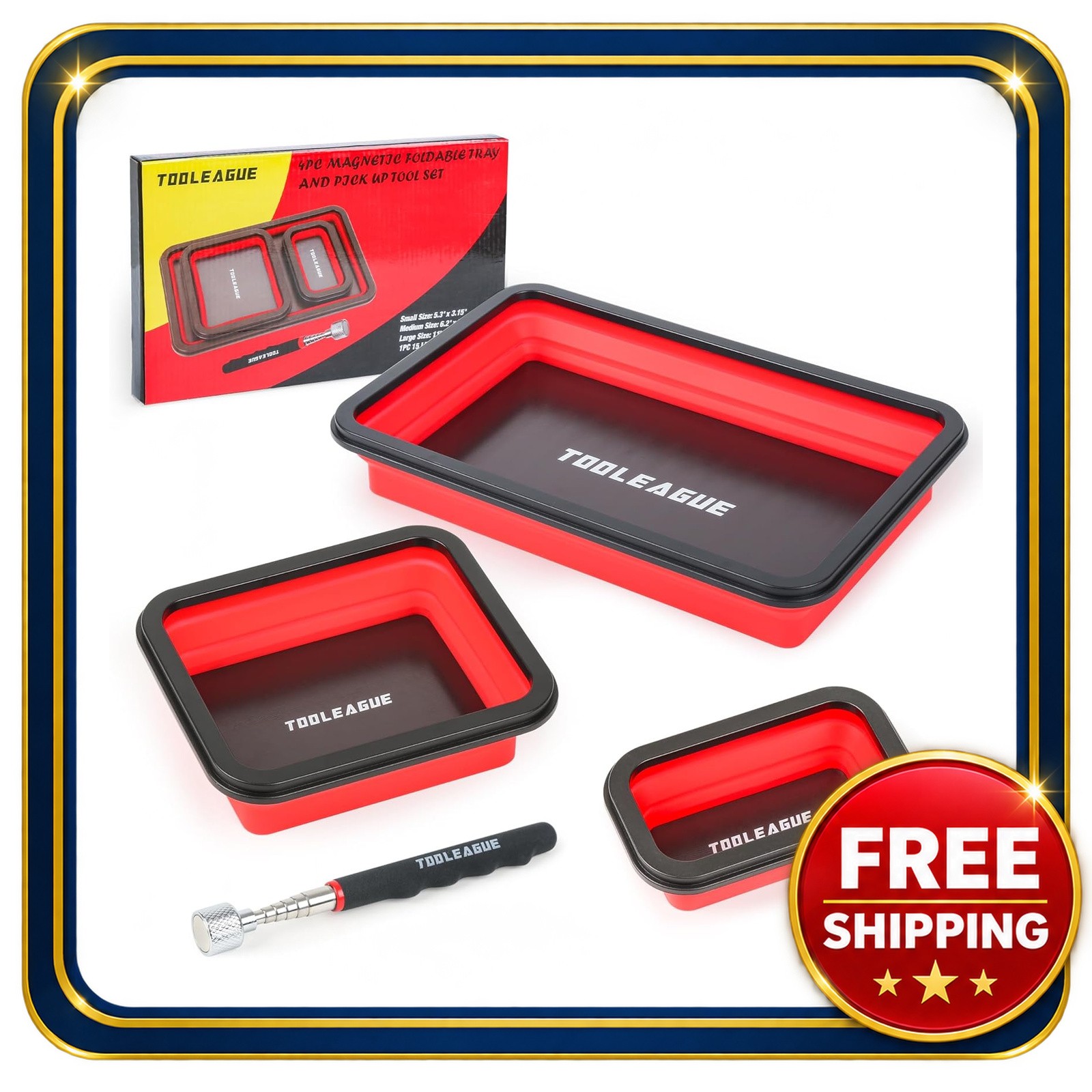 Silicone Magnetic Parts Tray Set with Pickup Pen 3 Sizes