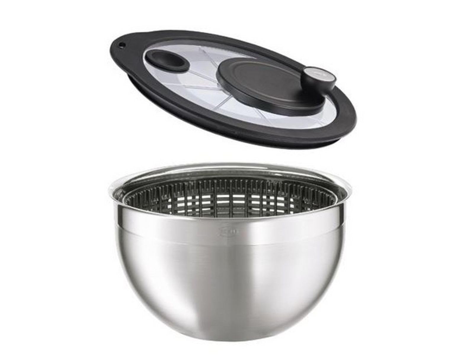 Rosle 15695 Stainless Steel Large Salad Spinner with Glass Lid