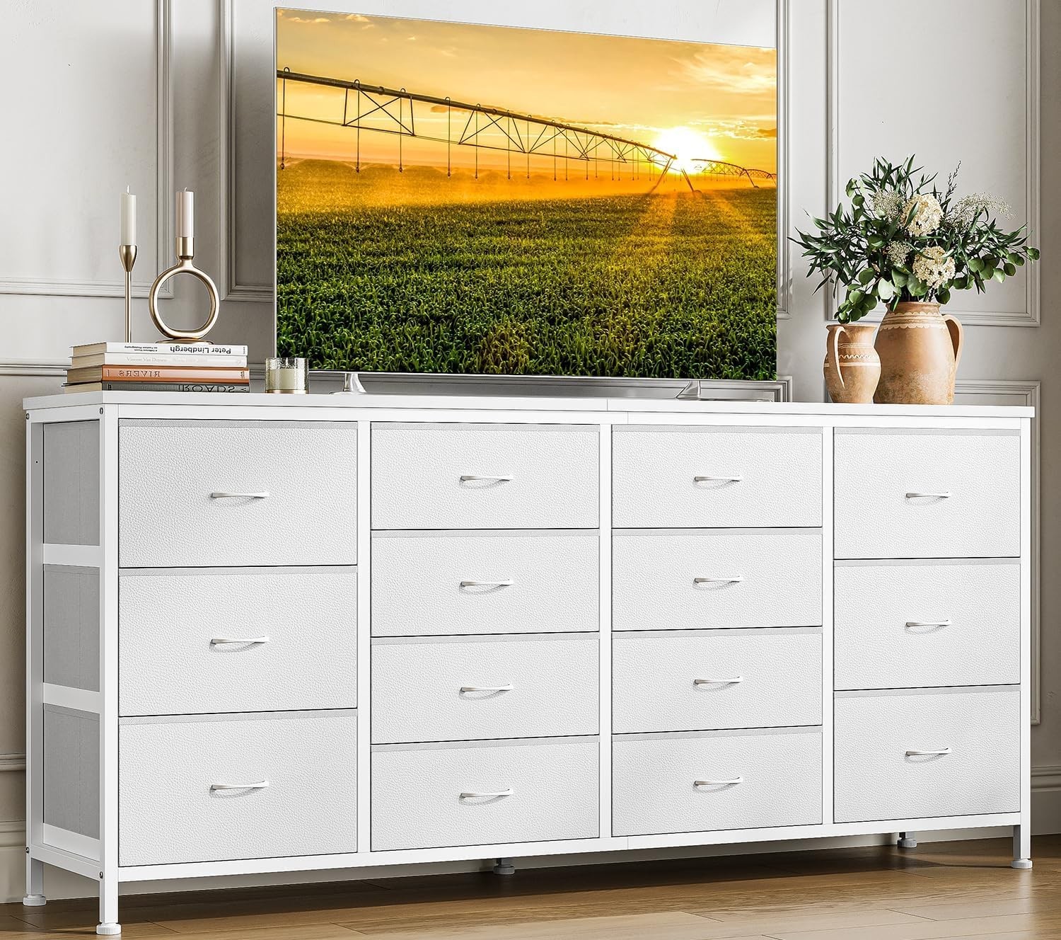 63 Inch Large Fabric Chest of 14 Drawers Long Dresser 70 75\