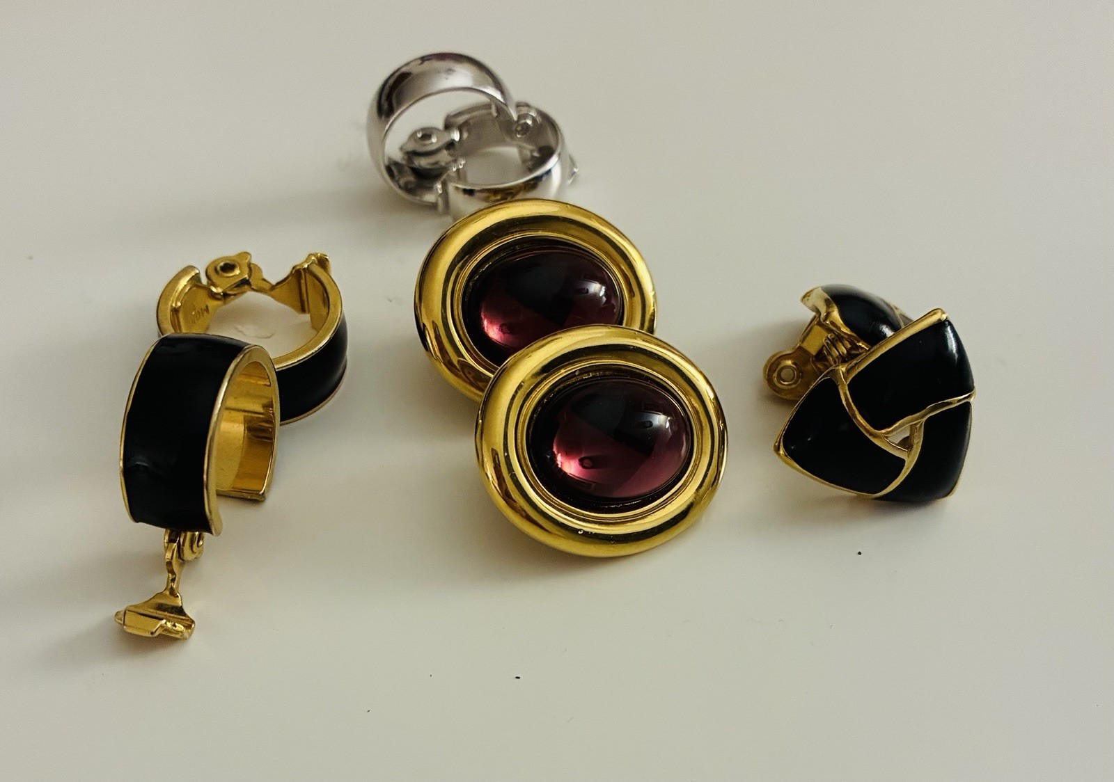 VTG Lot (4) Monet Clip On Earrings ~ May Have Never Been Worn ~ Signed