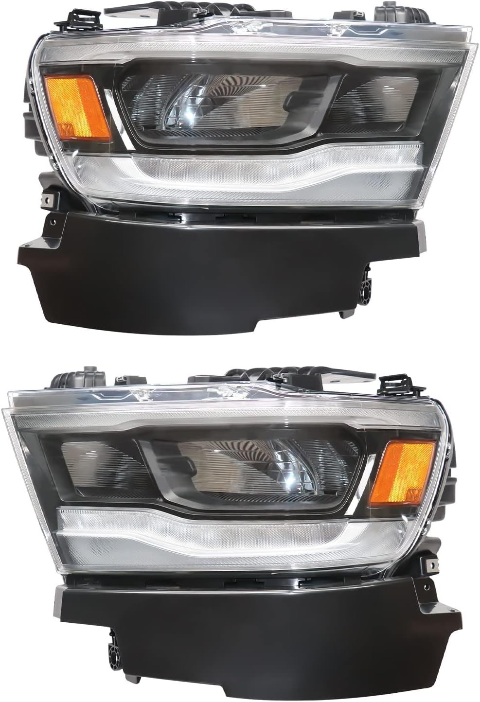 2019-2021 Dodge Ram 1500 Black Full LED DRL Headlights Left Right Side