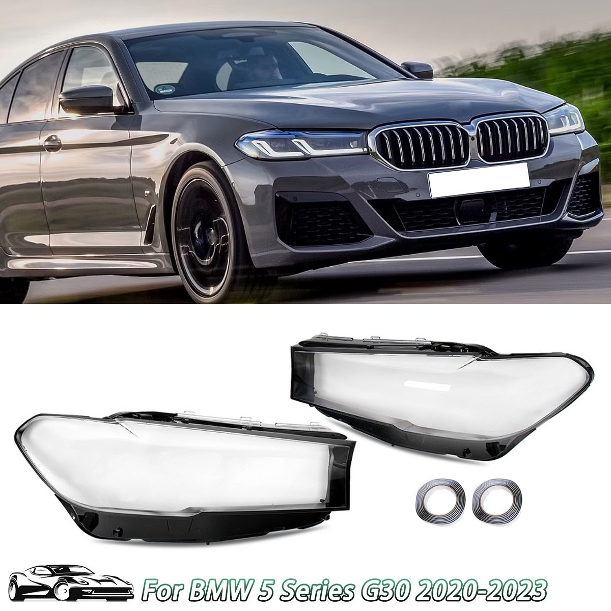 Left Right Headlight Headlamp Lens Cover For BMW G30 M5 540i 2020 2021 2022 2023