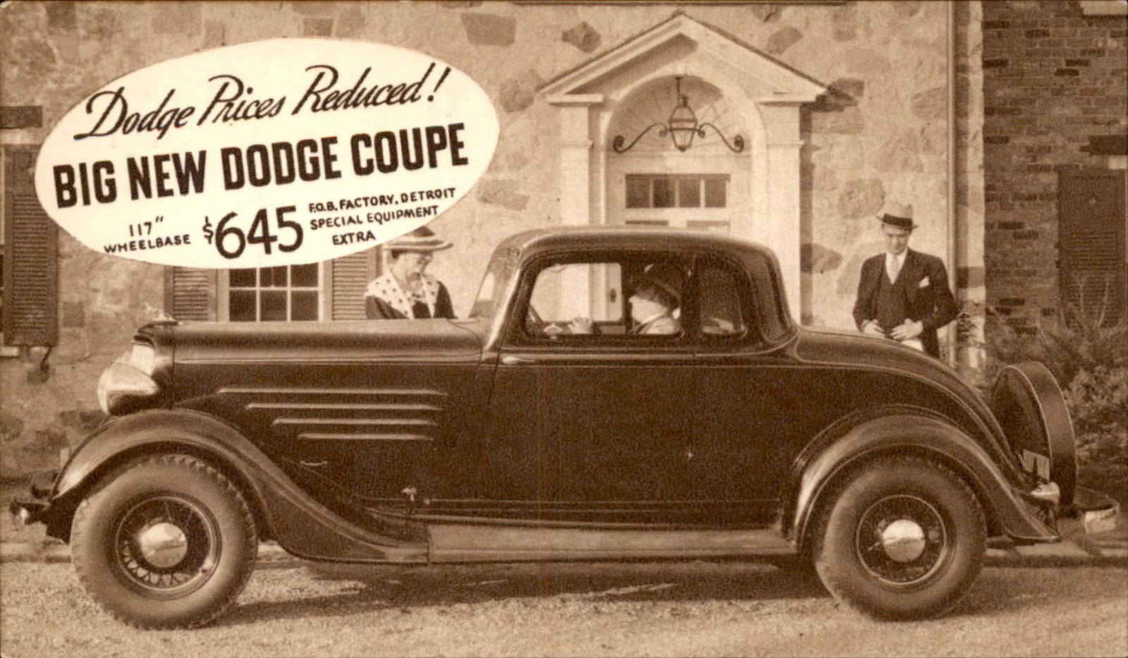 Detroit Michigan MI Dodge Coupe Advertising c1930s Vintage Postcard bhn