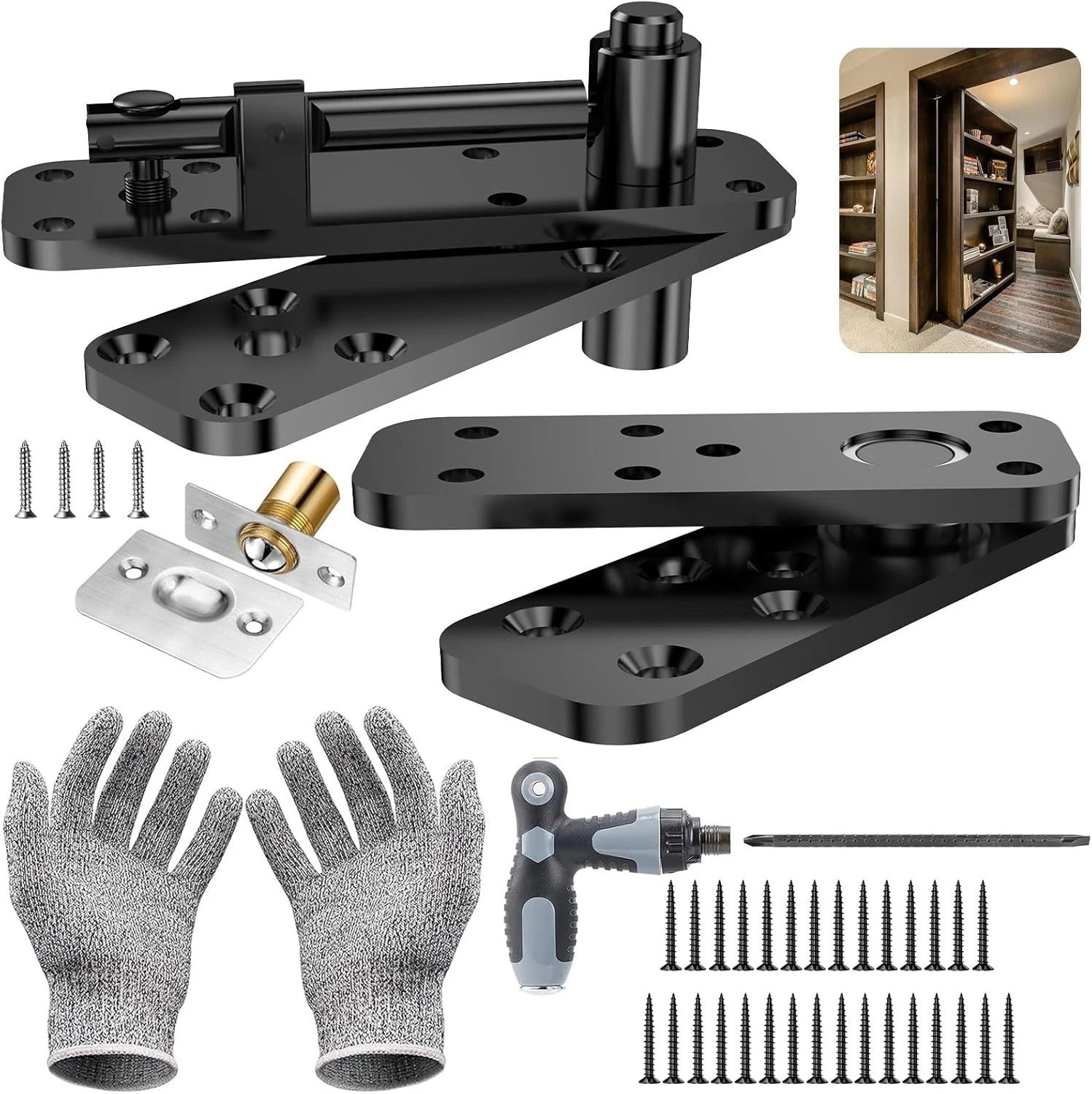 Hidden Pivot Hinge, 570LBS Load-Bearing Heavy Duty Hardware for Bookcase, Murphy Hidden Pivot Hinge, 570LBS Load-Bearing Heavy Duty Hardware for Bookcase, Murphy