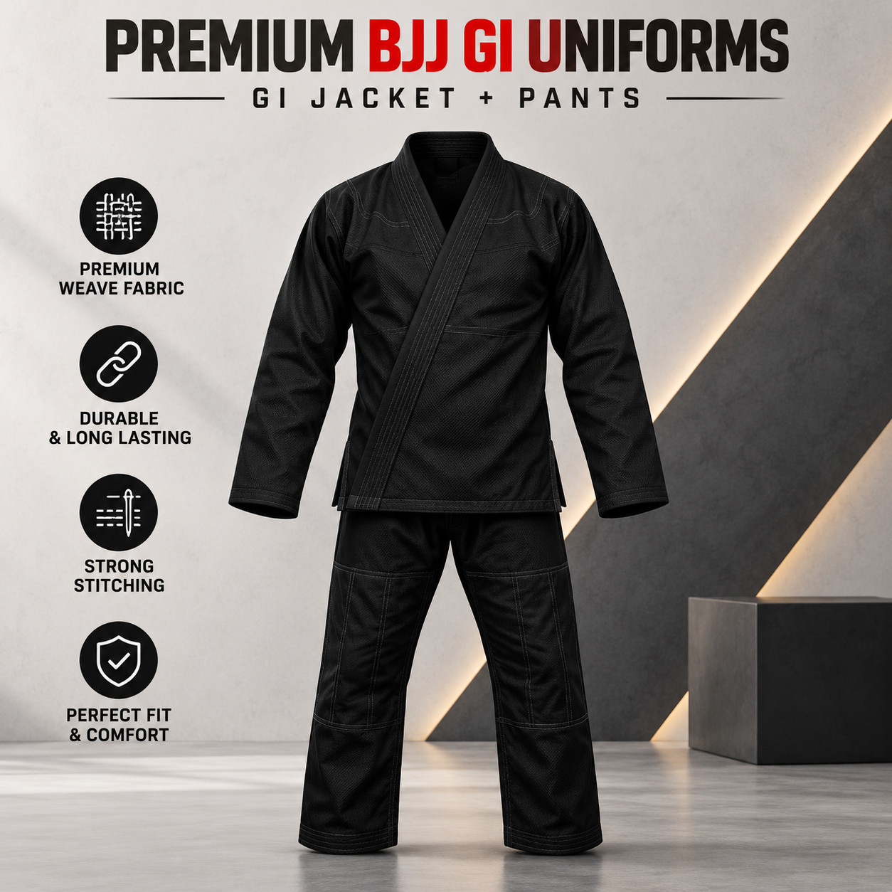 BJJ Gi Uniform Jiu Jitsu Kimono Set Jacket Pants MMA Training Free White Belt BJJ Gi Uniform Jiu Jitsu Kimono Set Jacket Pants MMA Training Free White Belt