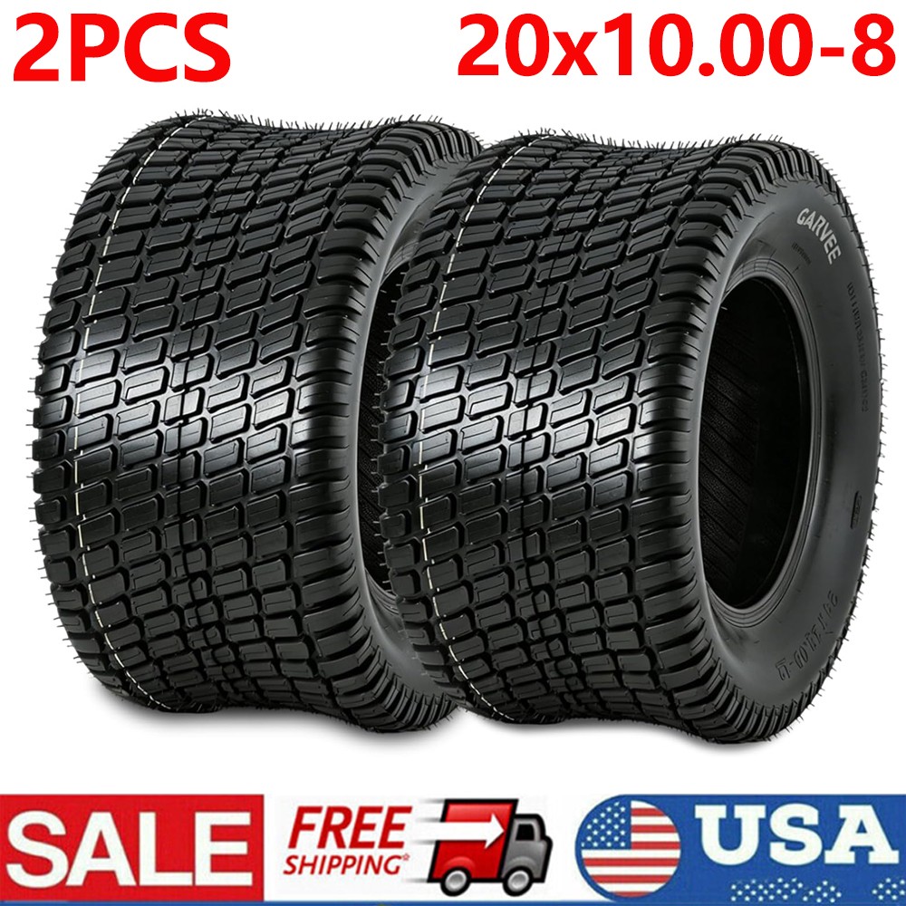 2PC 20x10.00-8 Lawn Mower Tires 4Ply 20x10x8 Garden Tractor Tubeless Replacement