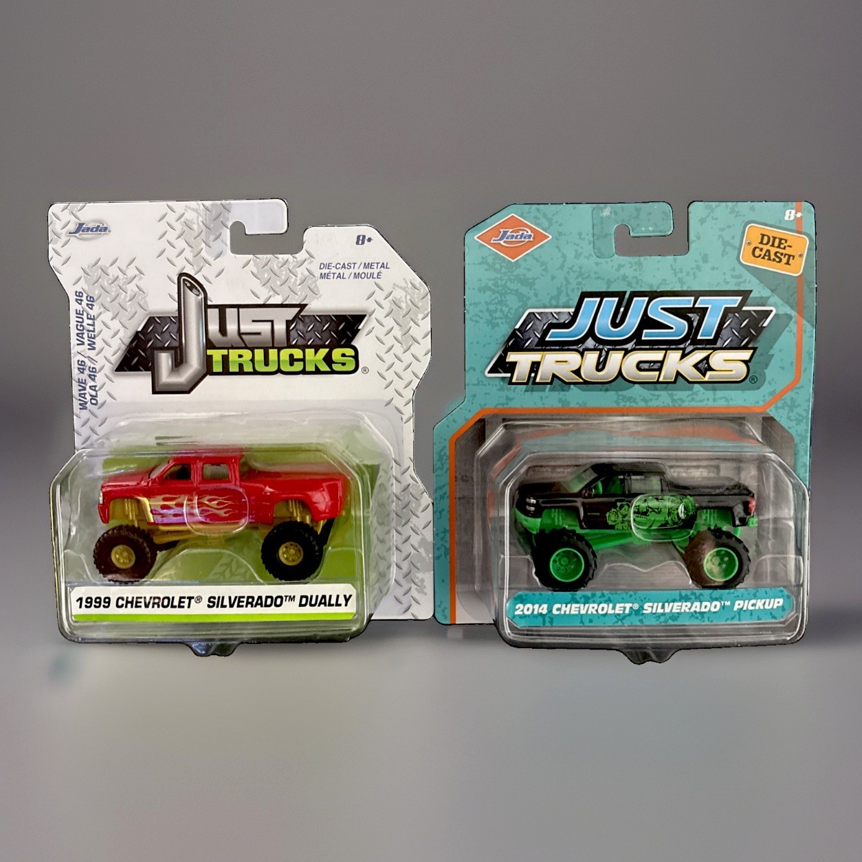 Jada Just Trucks 1:64 1999 Silverado Dooley 2014 Silverado Lot of 2 Unopened