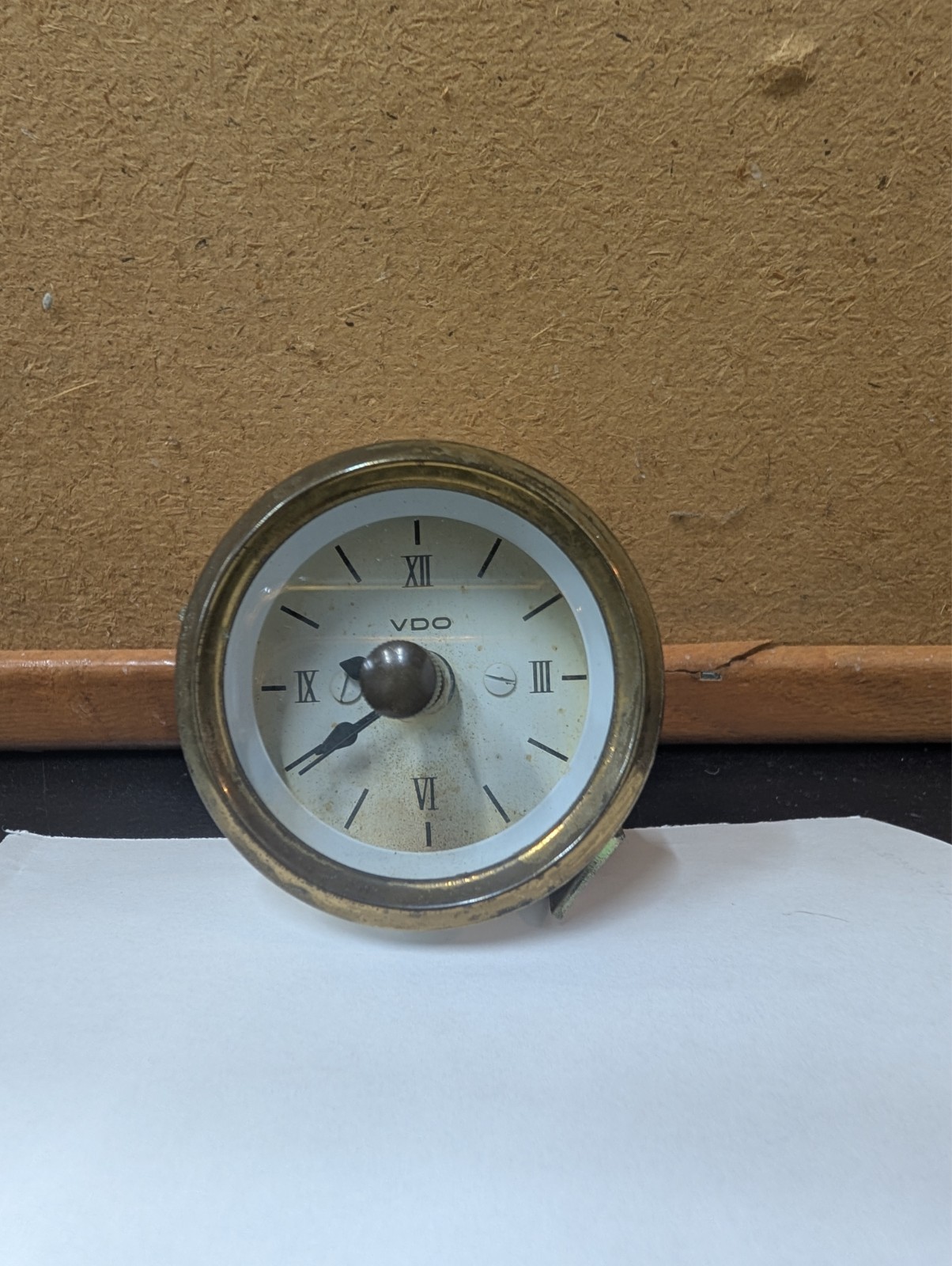 Antique Marine VDO clock gauge- white with brass bezel 2 1/4\