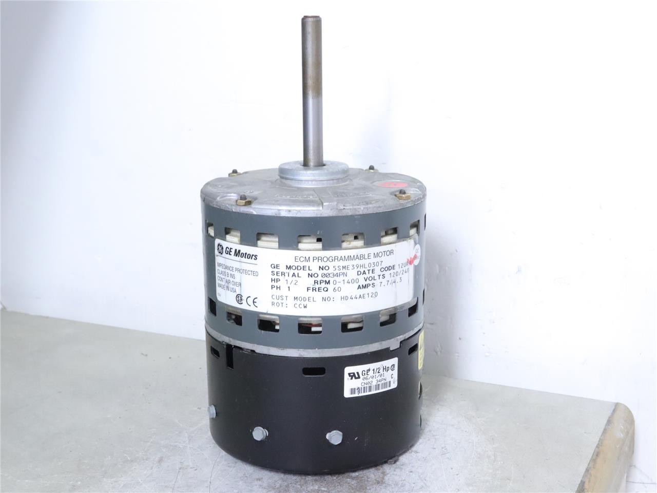 GE ECM Motors 5SME39HL0307 ECM Blower Motor 1/2HP 120/240V CCWLE 1PH HD44AE120