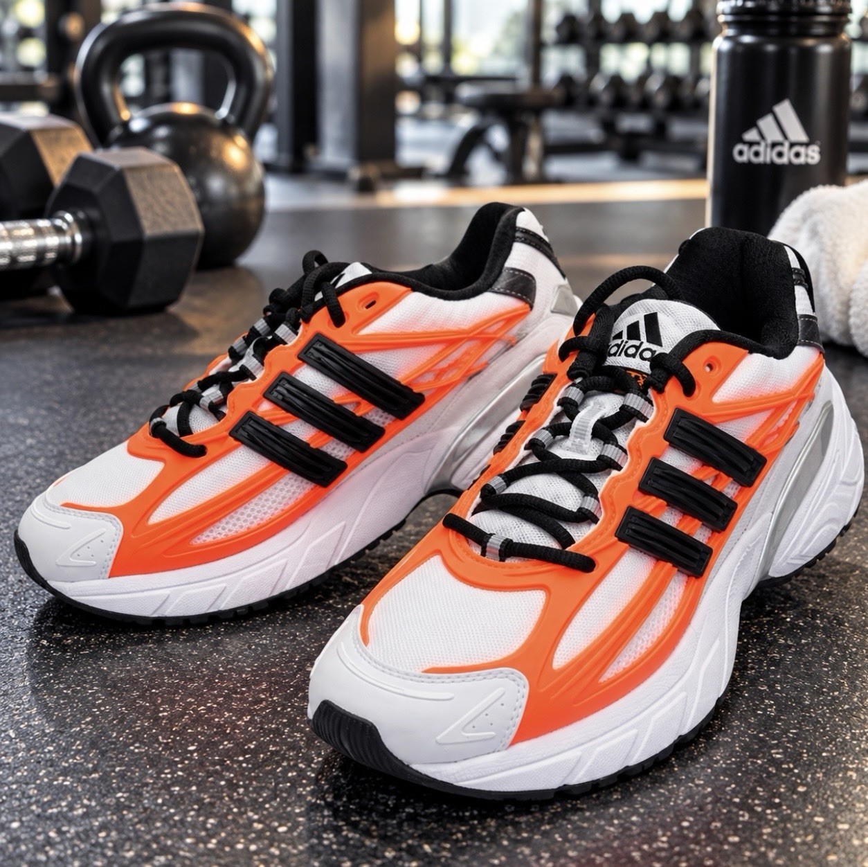 Adidas Adistar XLG 2.0 HQ7468 Men’s Size 9 White Black Solar Orange Sneakers