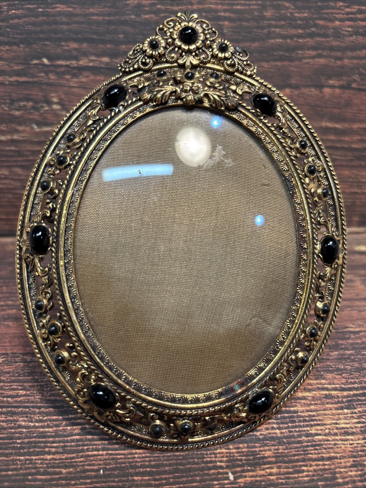 Antique Ornate Brass Photo Table Frame 4”x5”