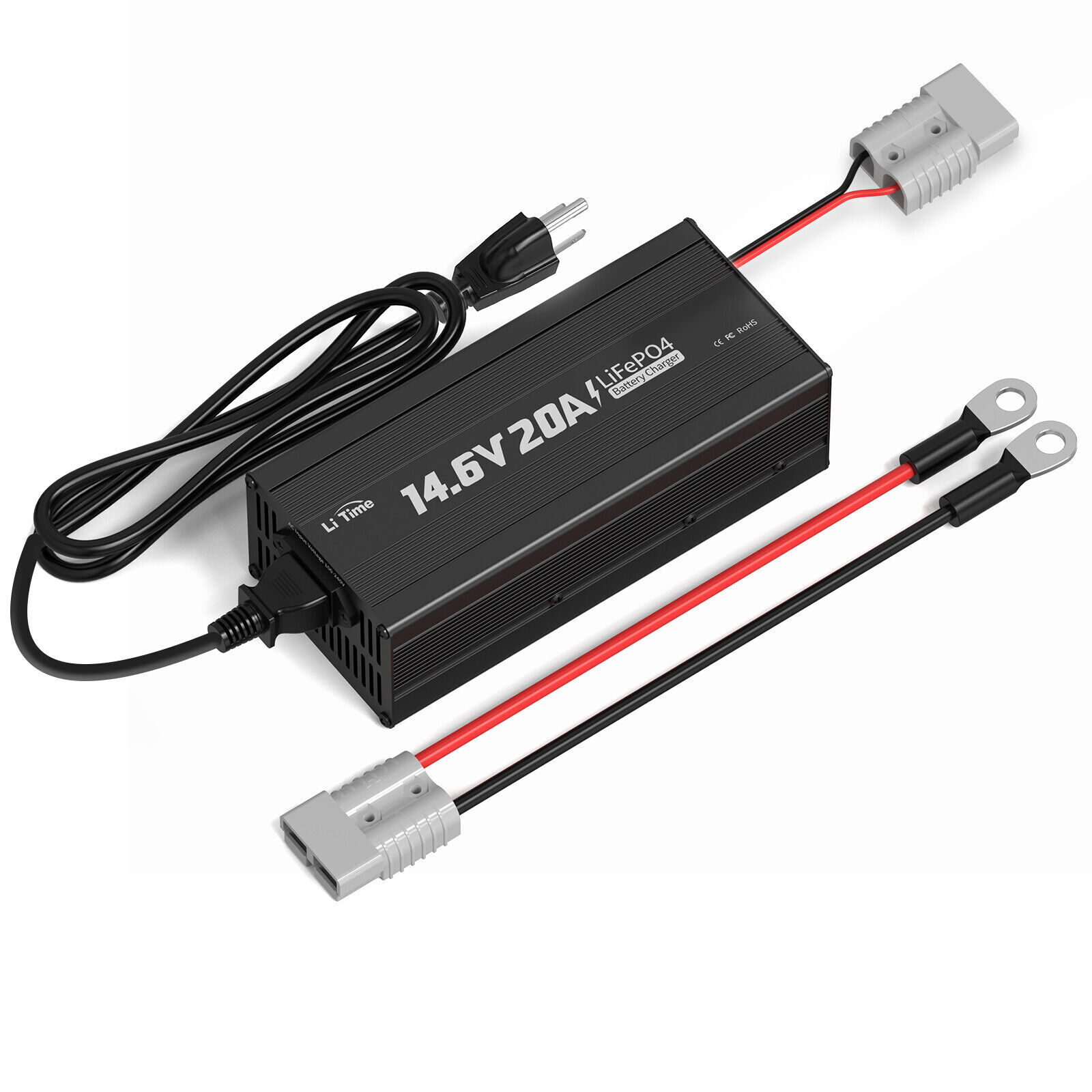LiTime 14.6V 20A Smart AC-DC Charger for 12V 12.8V Lithium LiFePO4 Battery