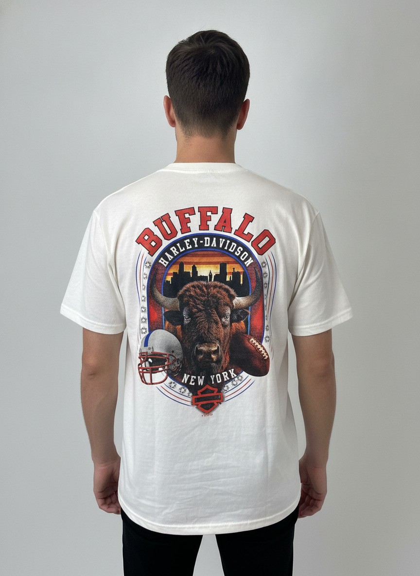 Harley-Davidson Buffalo NY Football White XL T-Shirt NWT