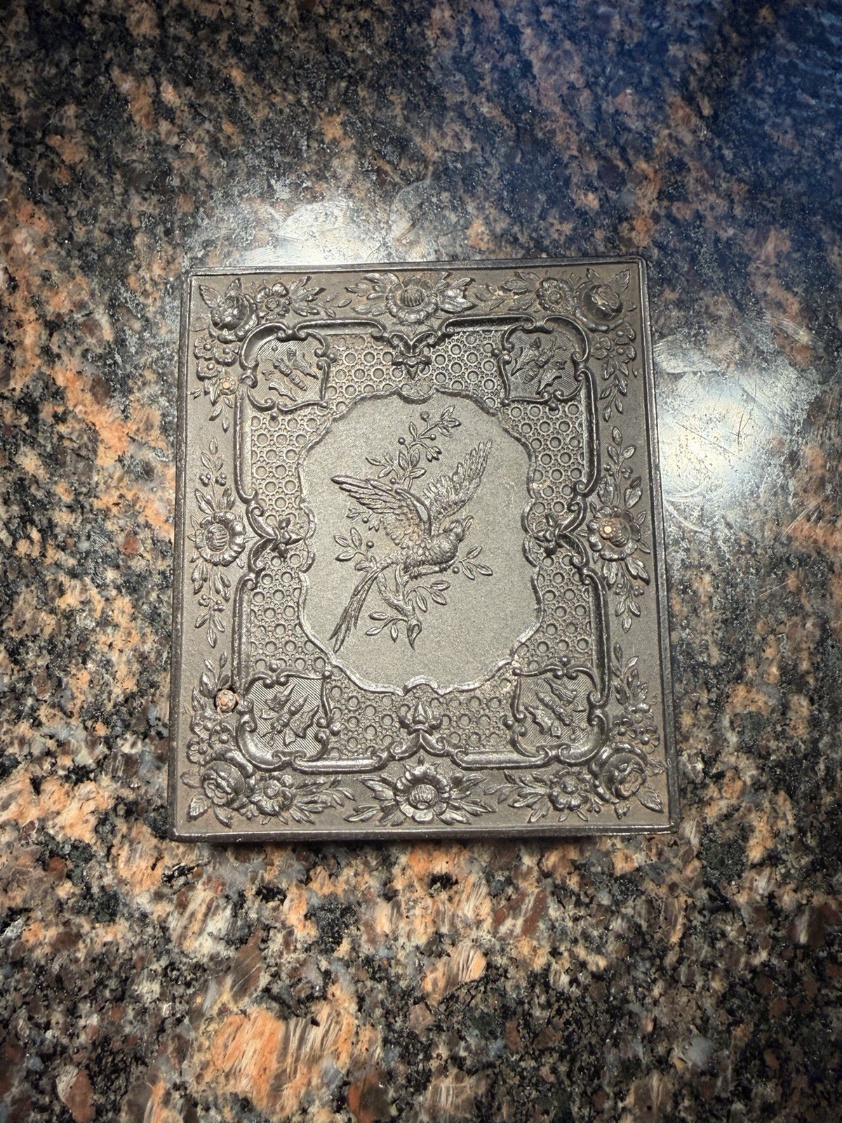 Exquisite Gutta Percha Daguerreotype Case With Bird Antique Photograph Exquisite Gutta Percha Daguerreotype Case With Bird Antique Photograph