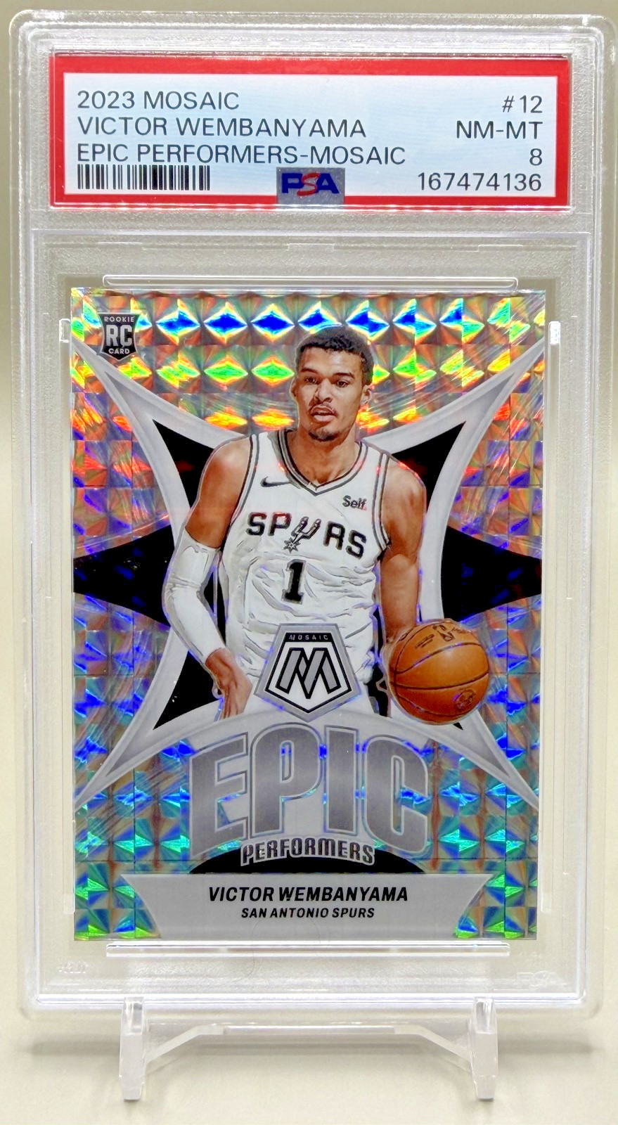 2023-24 Panini Mosaic - Epic Performers Victor Wembanyama #12 Mosaic Prizm (RC) 