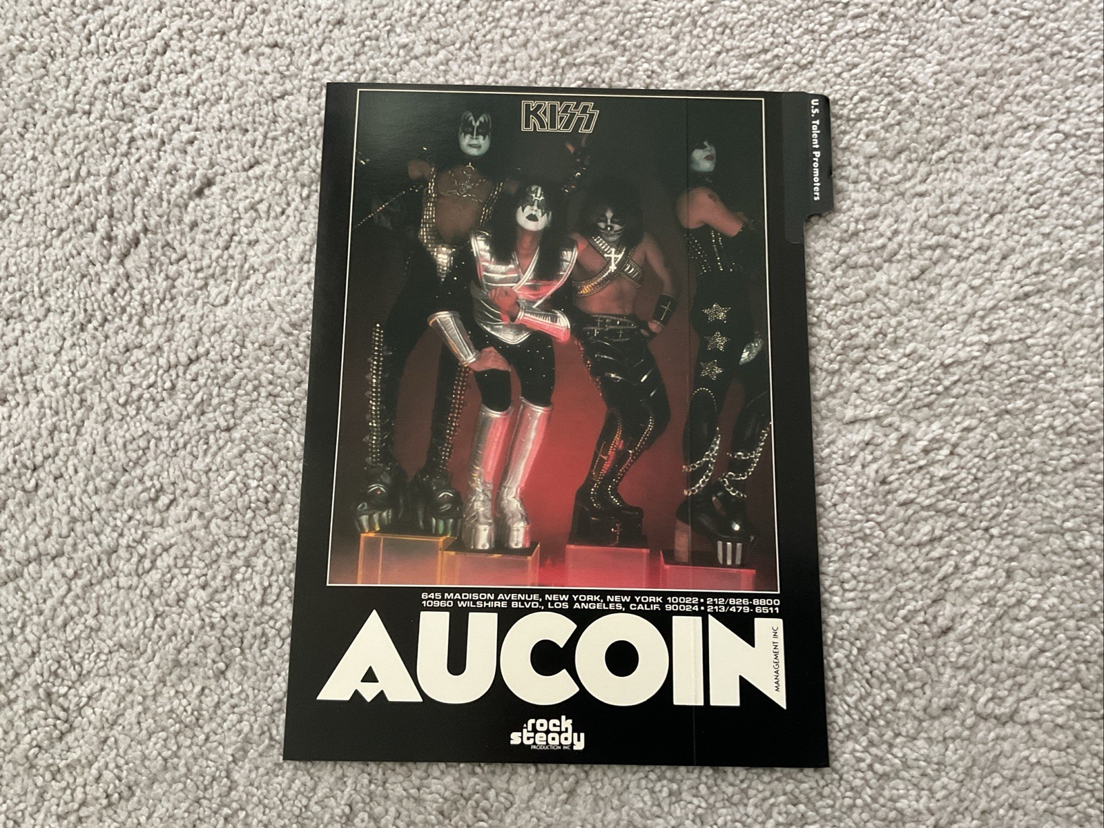 KISS AUCOIN MANAGEMENT ROCK STEADY 1978 RARE MUSIC TRADE AD GENE PAUL ACE PETER
