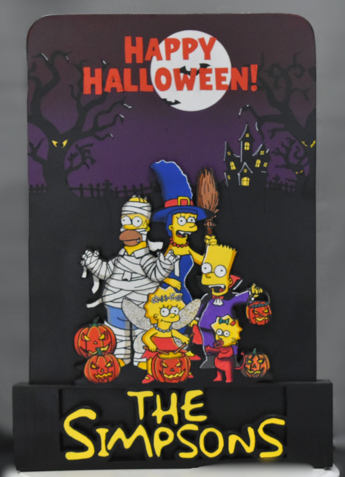 The Simpsons TV Series Halloween Edition Hand Crafted 3D Wooden Diorama Decor.