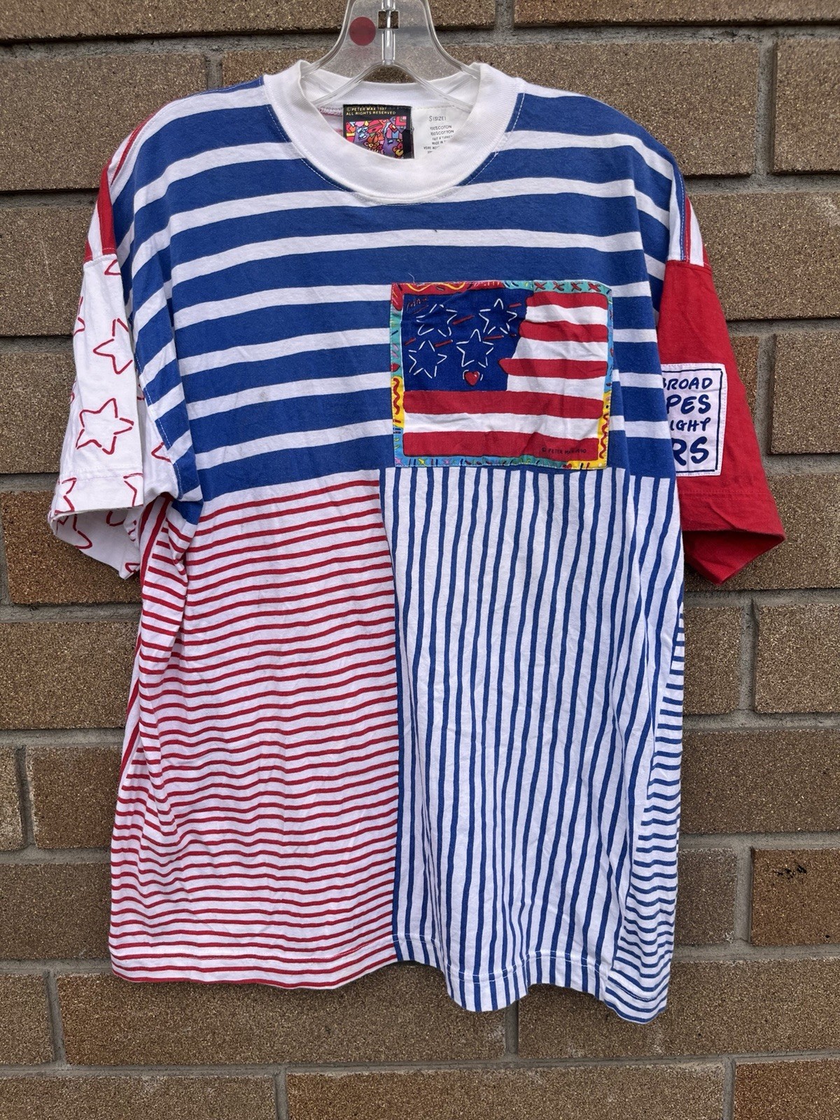 Peter Max NeoMax T-shirt Vintage Stars and Stripes Statue of Liberty 1989 Sz S