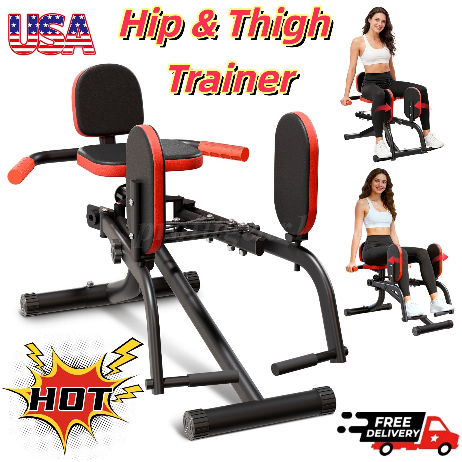 Foldable Home Hip Trainer Machine Glute & Thigh Exerciser, Compact Hip Abductor
