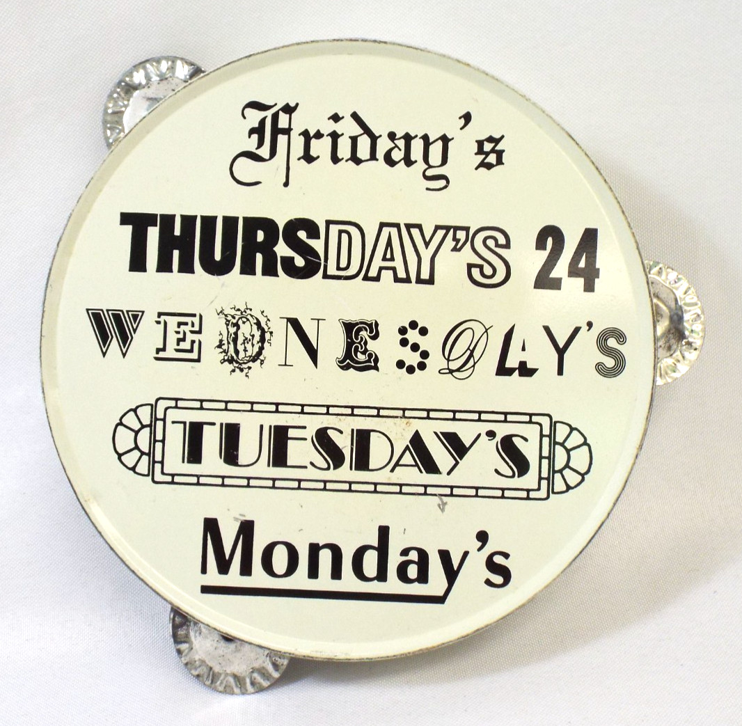 Vintage 1972 John Lennon Yoko Ono One On Concert Tambourine TGI Fridays Beatles Vintage 1972 John Lennon Yoko Ono One On Concert Tambourine TGI Fridays Beatles