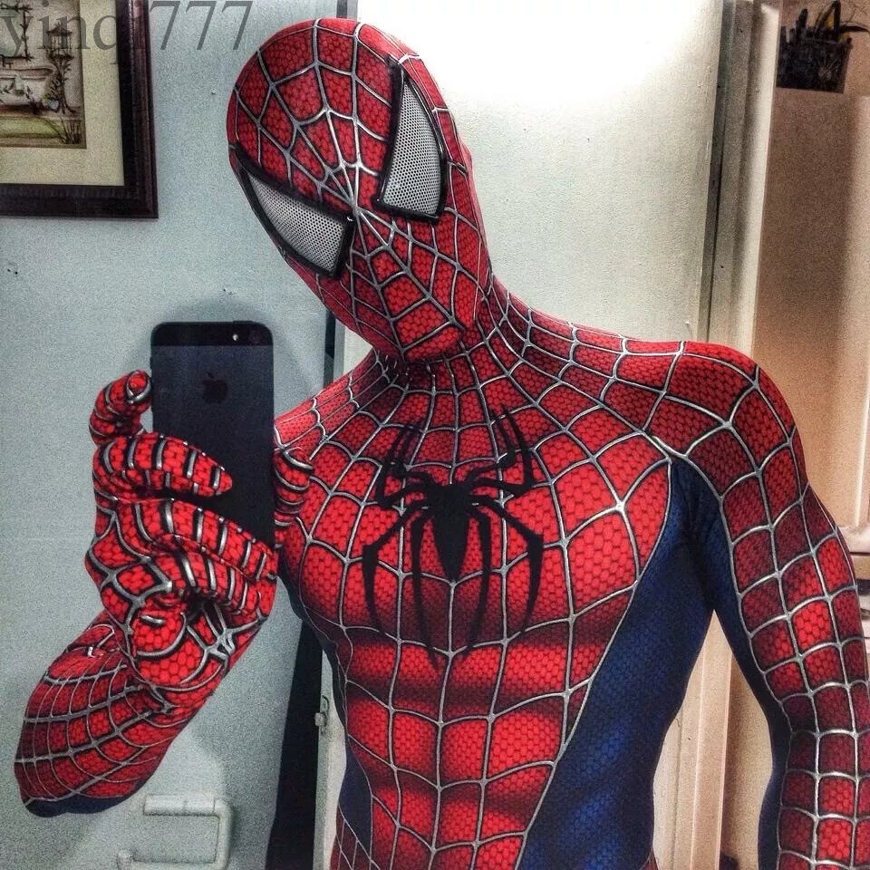 Spider Raimi Cosplay Costume Adults Halloween Jumpsuit Spandex Zentai Bodysuit
