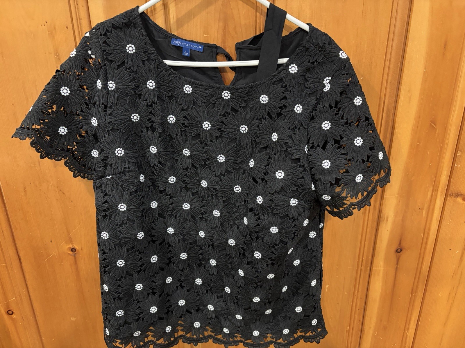 RSVP by Talbots Shirt Womens Large  Polyester  Floral  Short Sleeve Black