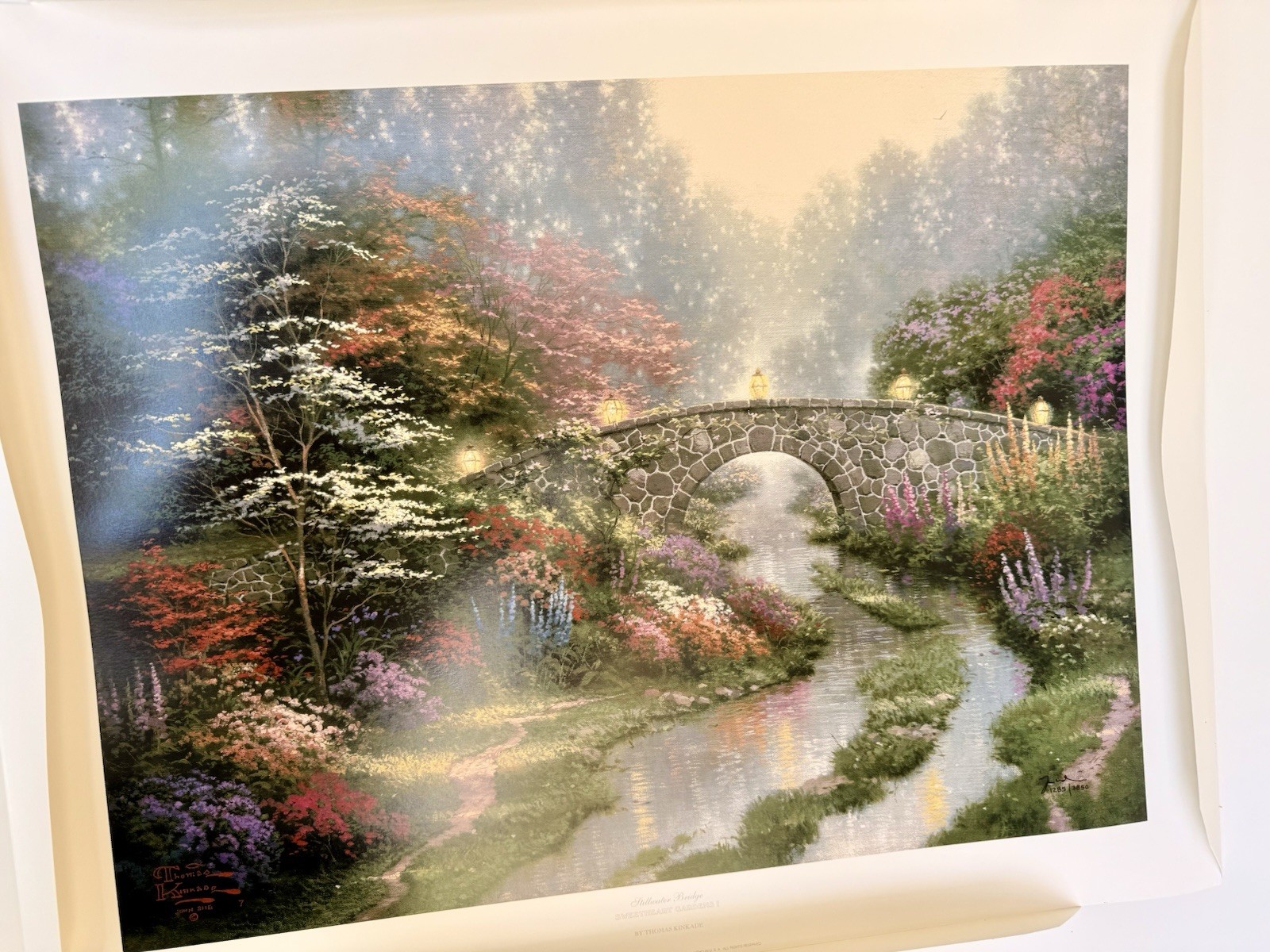 Thomas Kinkade Stillwater Bridge 18x24 S/N #1285/3850 Lithograph COA 1997