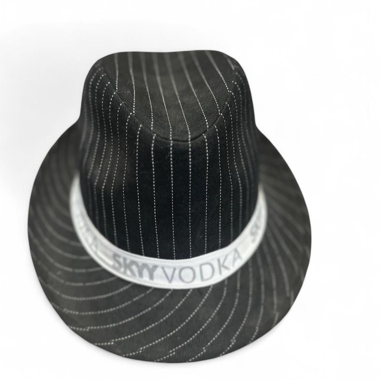 SKYY Vodka Black Pinstripe Fedora Hat Promo Logo Band One Size