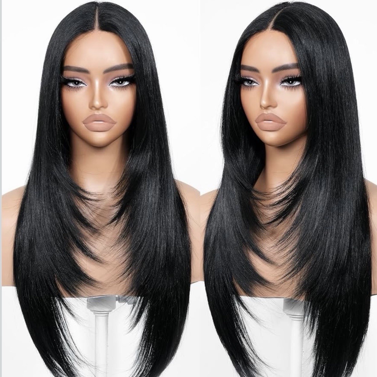 BrownBomb 26” Lace Front Wig Kit Straight Layered Natural Black Glueless New BrownBomb 26” Lace Front Wig Kit Straight Layered Natural Black Glueless New