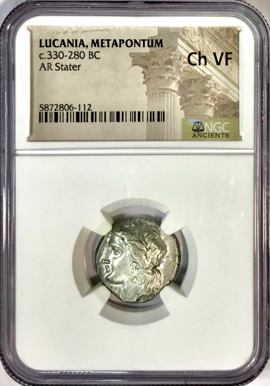 330-280 BC Lucania Metapontum Ancient Greek Silver Stater Coin NGC Choice VF