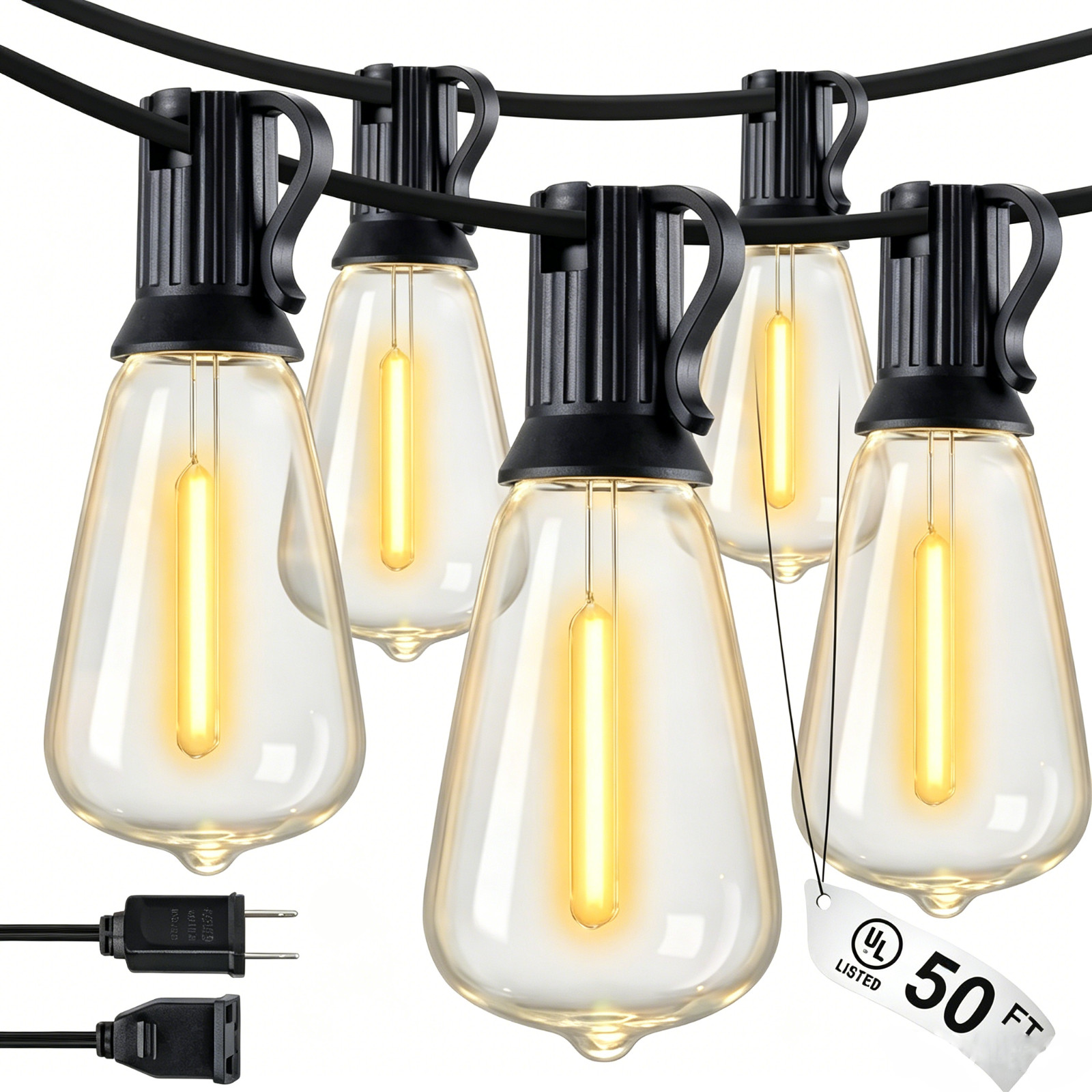 50FT/100FT/200FT LED Outdoor String Lights ST38 Shatterproof 2700K Patio Lights