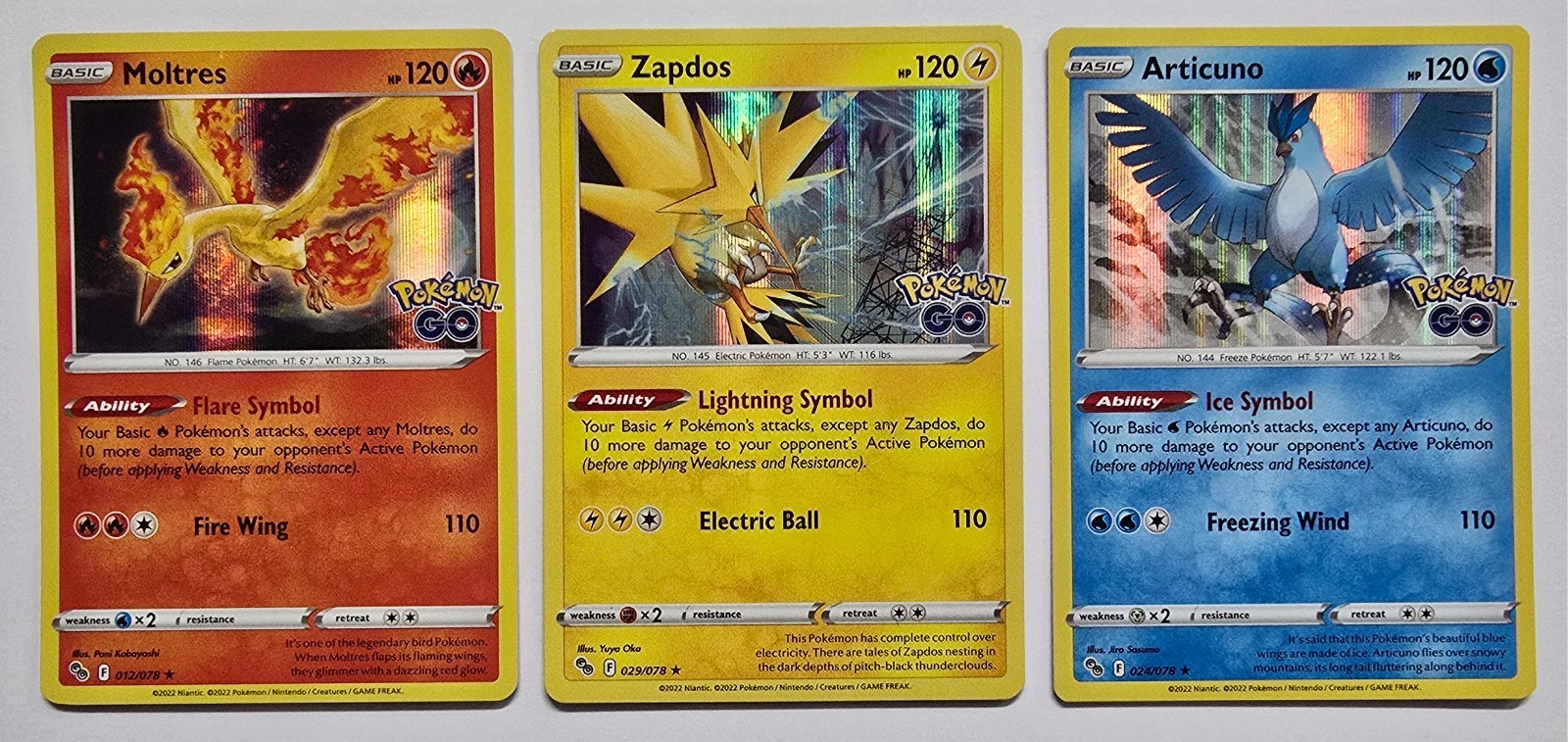 Pokemon TCG Legendary Birds Holo Set Articuno Moltres Zapdos Pokemon GO