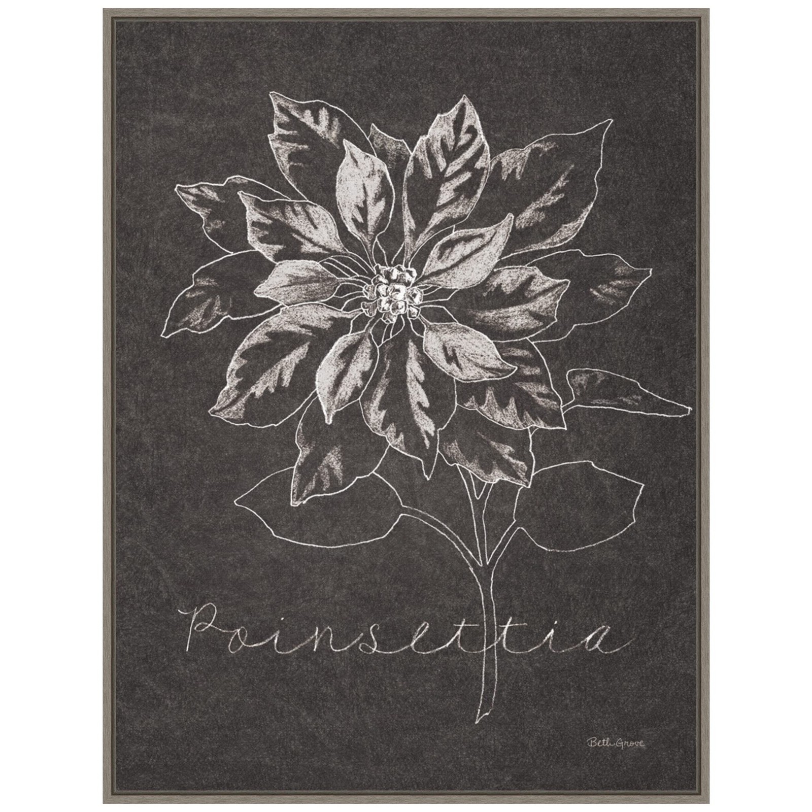 Amanti Art Framed Canvas Wall Art 30x23 Black And White Chalkboard Christmas IV