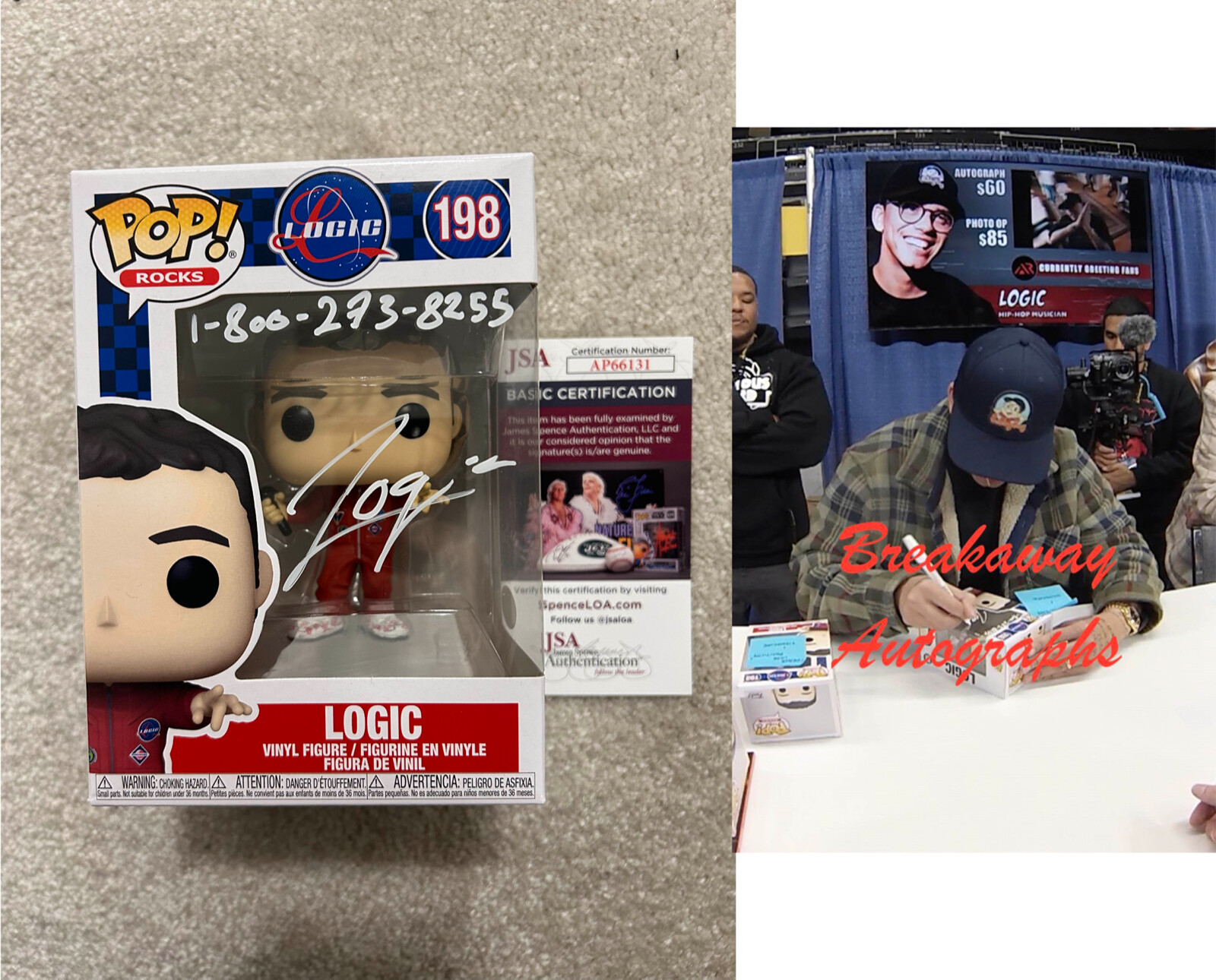 Logic signed pop funko exact proof JSA COA autographed Bobby Tarantino