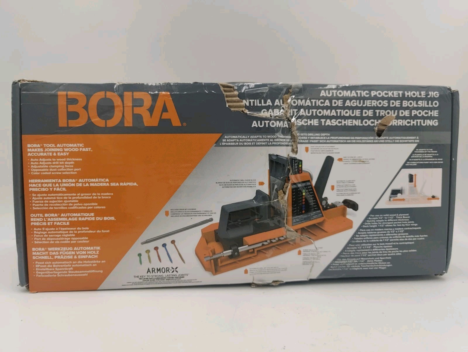 BORA Automatic Pocket Hole Jig with 50 Color-Coated Screws