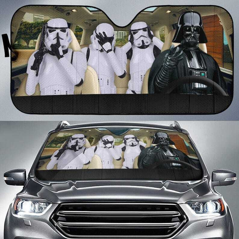 Funny Movie Theme Stormtrooper And Darth Vader Print Auto Sun Shade Funny Movie Theme Stormtrooper And Darth Vader Print Auto Sun Shade