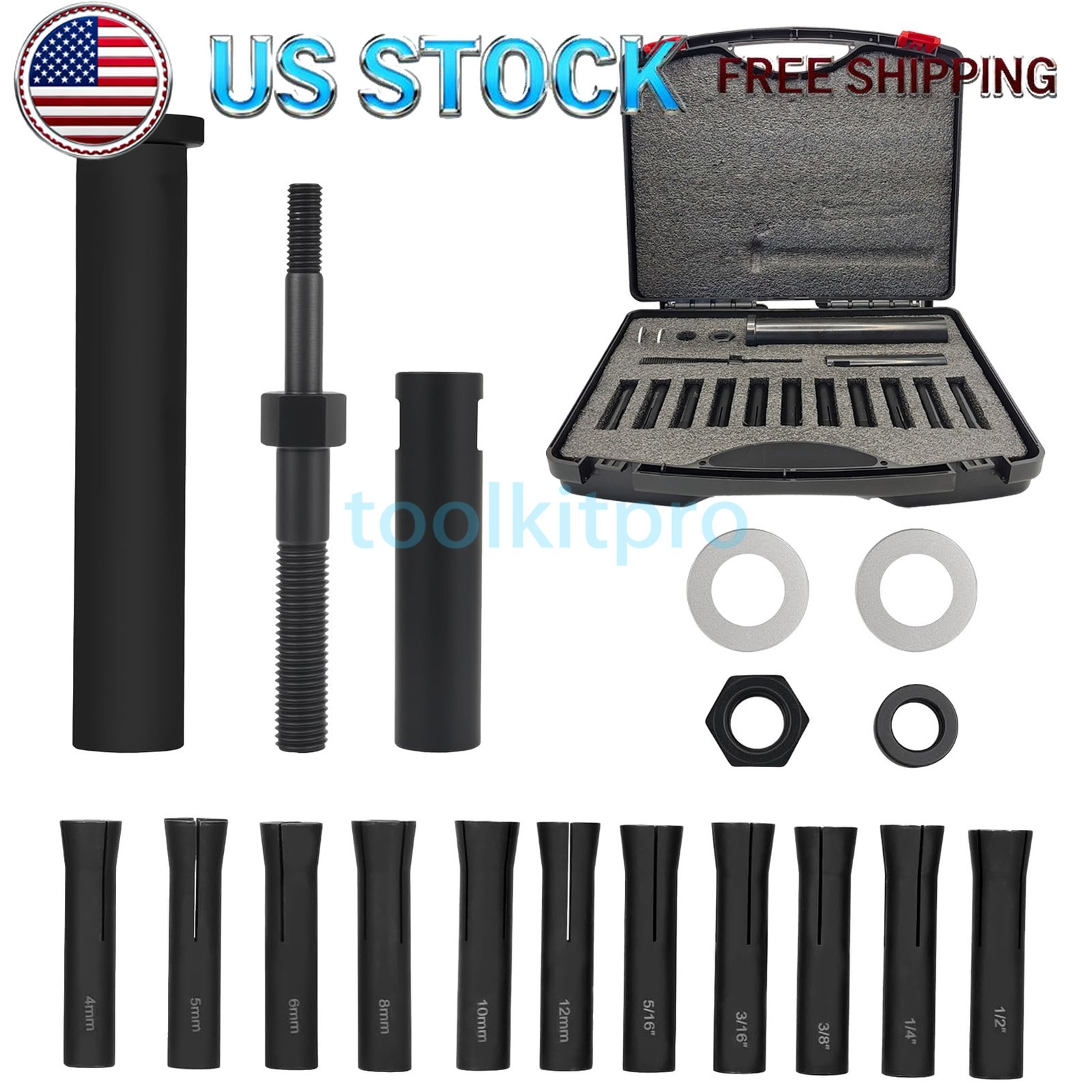18pcs 95400 in-Line Dowel Pin Puller Master Set Includes Both SAE&Metric Collets 18pcs 95400 in-Line Dowel Pin Puller Master Set Includes Both SAE&Metric Collets