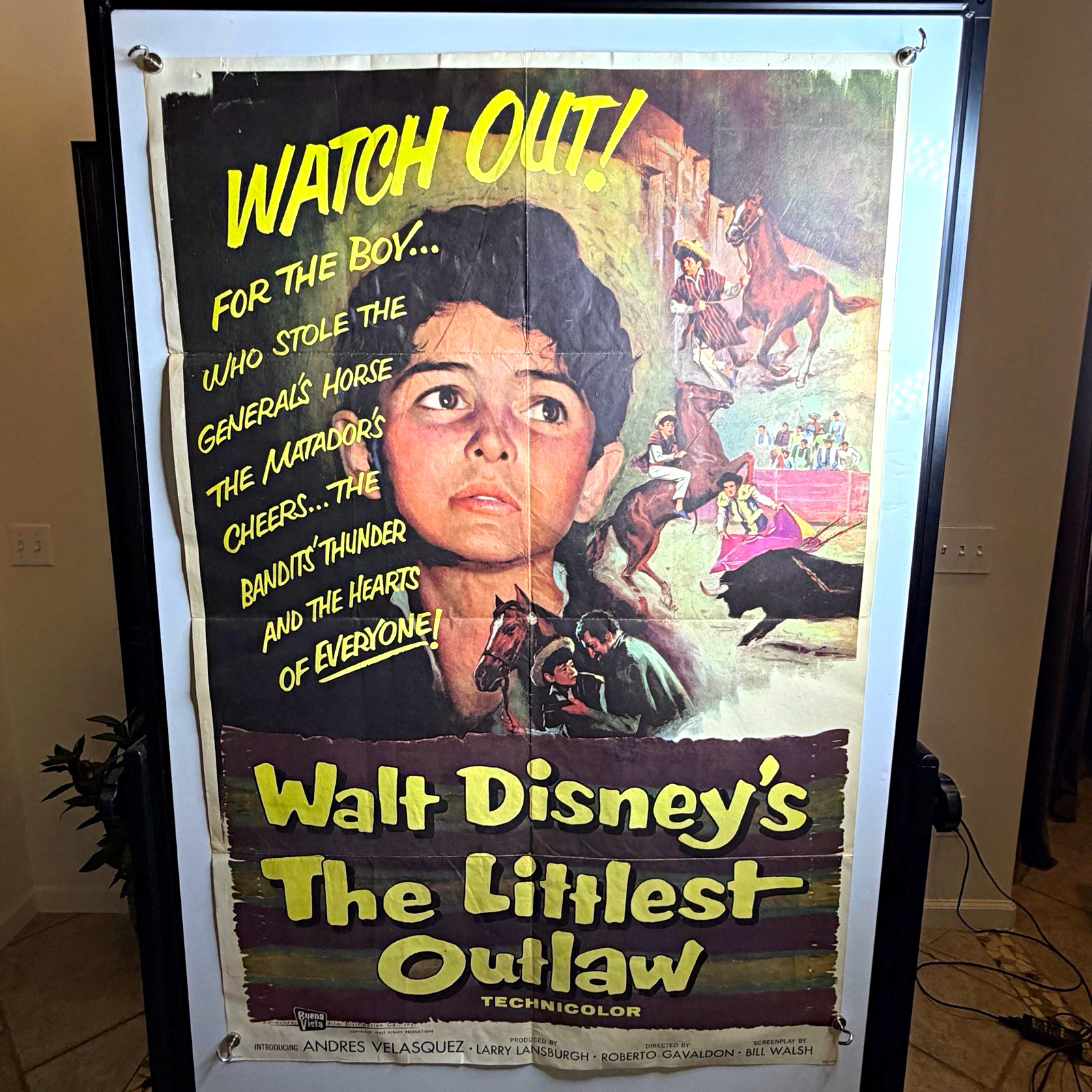 Vintage 1955 Walt Disney The Littlest Outlaw Original Movie Poster 27x41(#44)