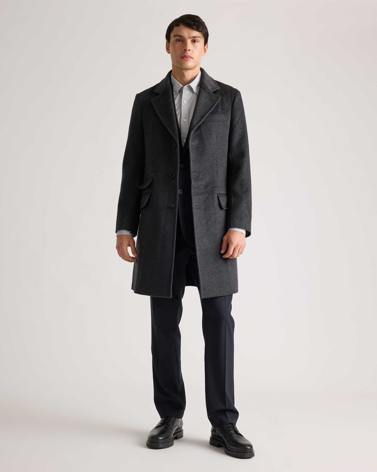 Quince 100% Mongolian Cashmere Double-Faced Overcoat Mens M Heather Graphite