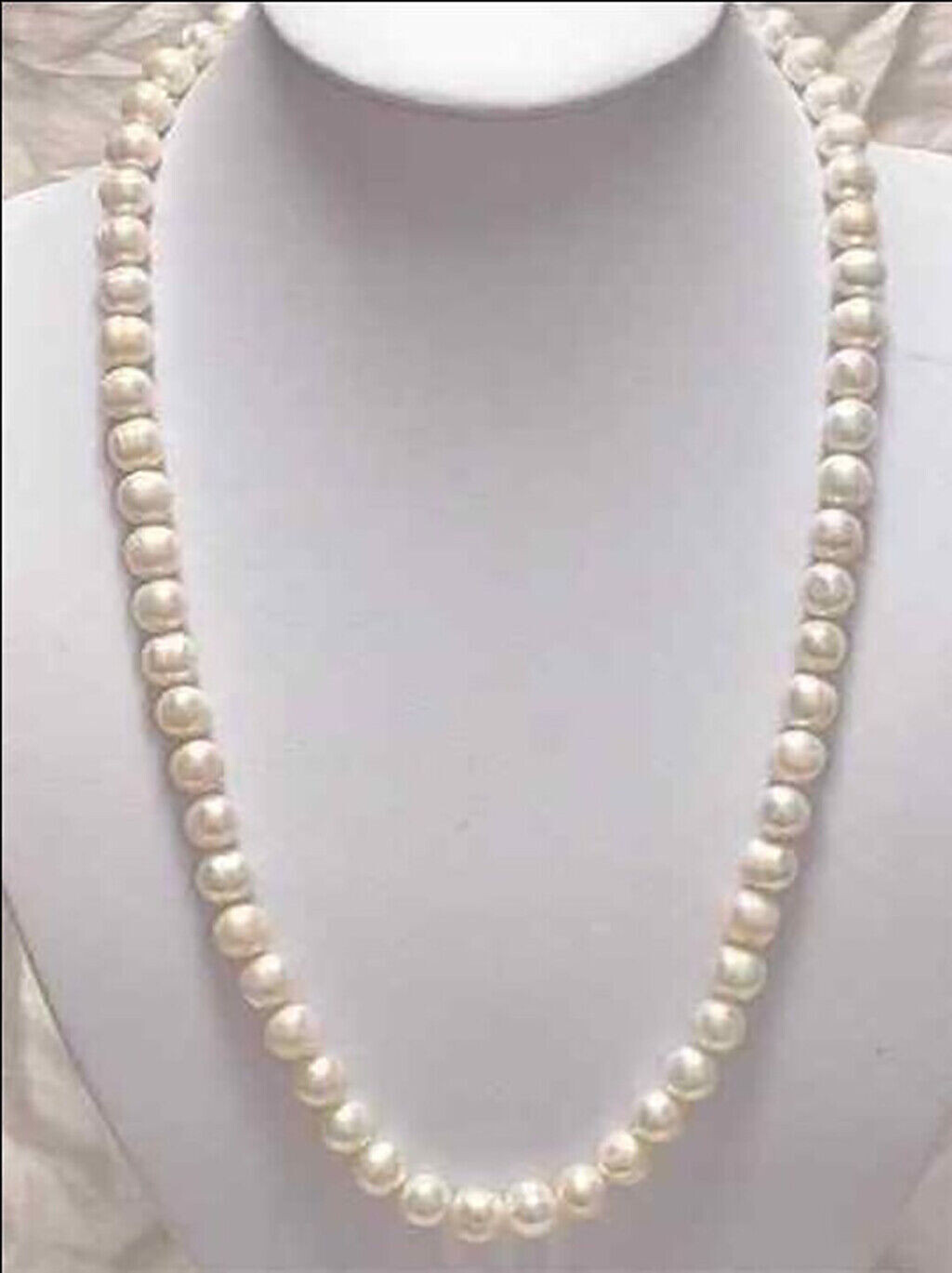 Genuine Natural White Akoya Cultured Pearl Necklace 14-50'' 6-7/7-8/8-9/9-10mm