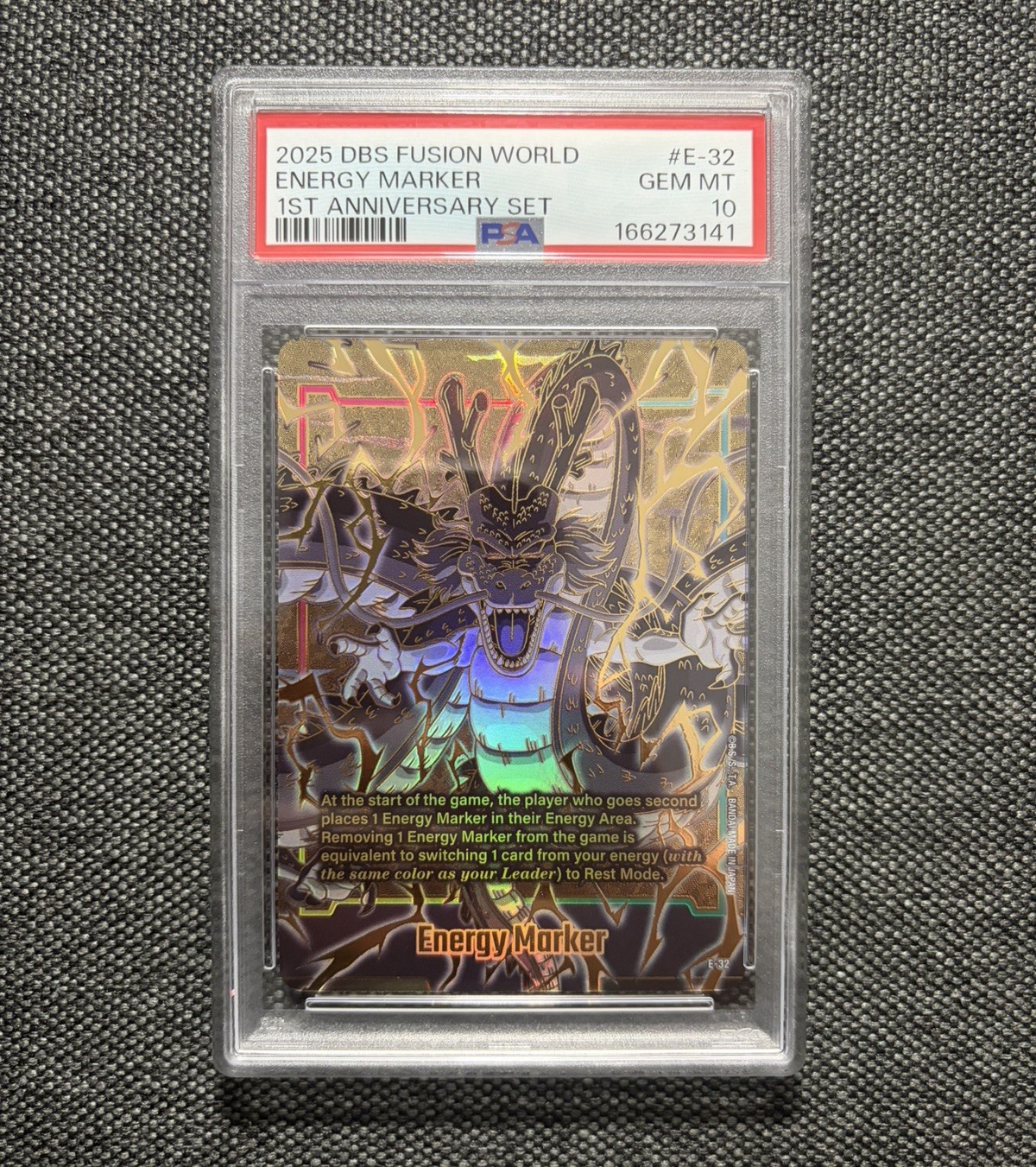 2025 DRAGON BALL FUSION WORLD 1ST ANNIVERSARY SET ENERGY MARKER E-32 PSA 10