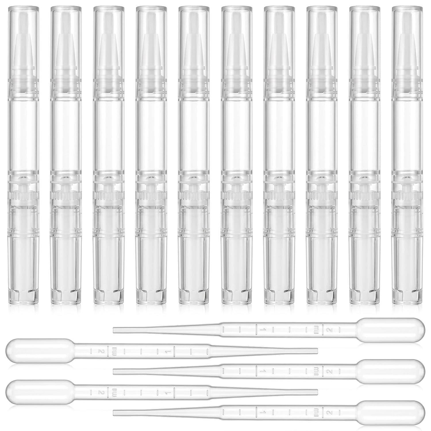 10Pcs 3Ml Empty Cuticle Oil Pens with 5Pcs Transfer Pipettes Transparent Twist