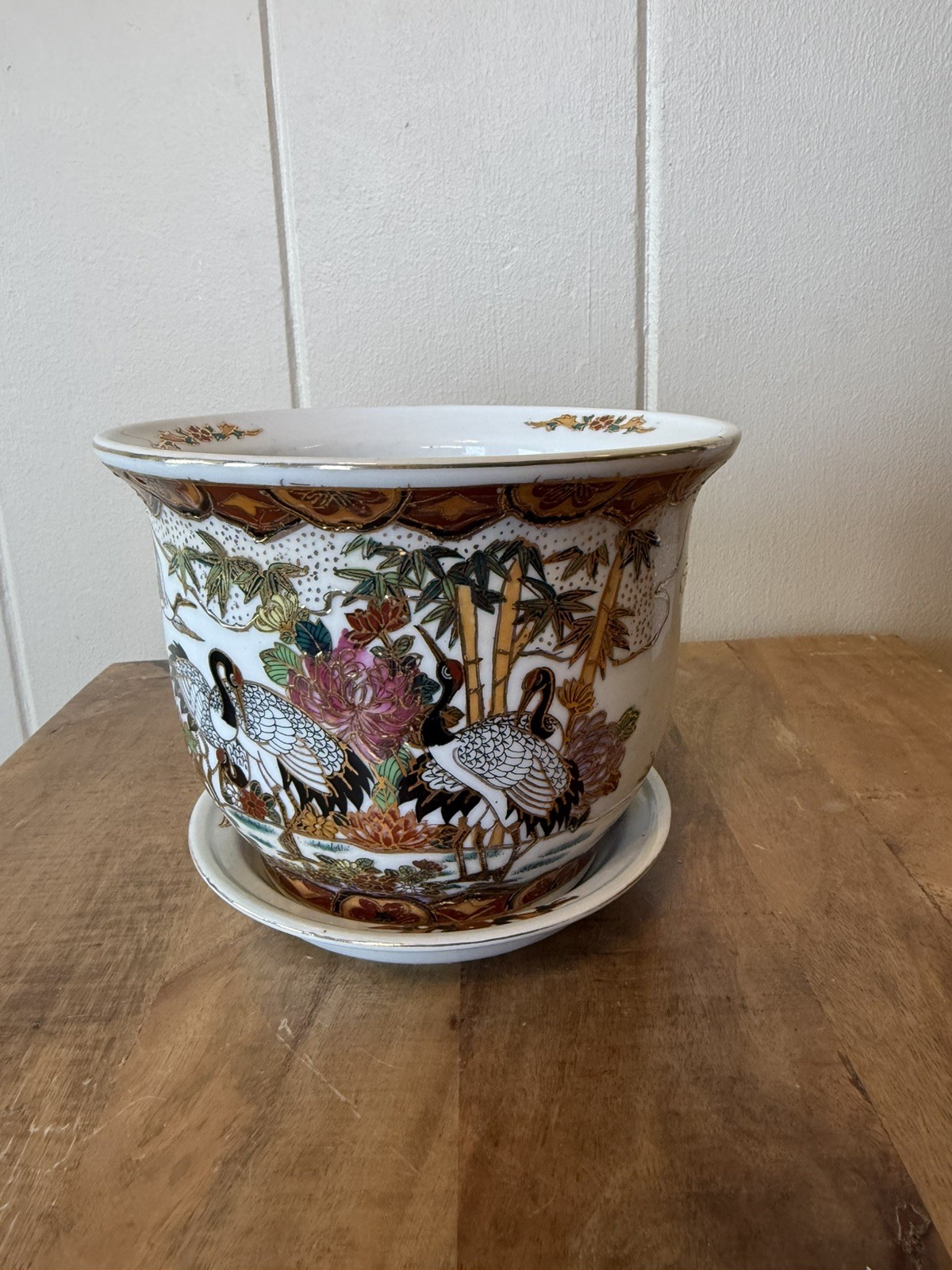 Vintage Chinese Porcelain Planter and matching plate - Canes - RARE Vintage Chinese Porcelain Planter and matching plate - Canes - RARE