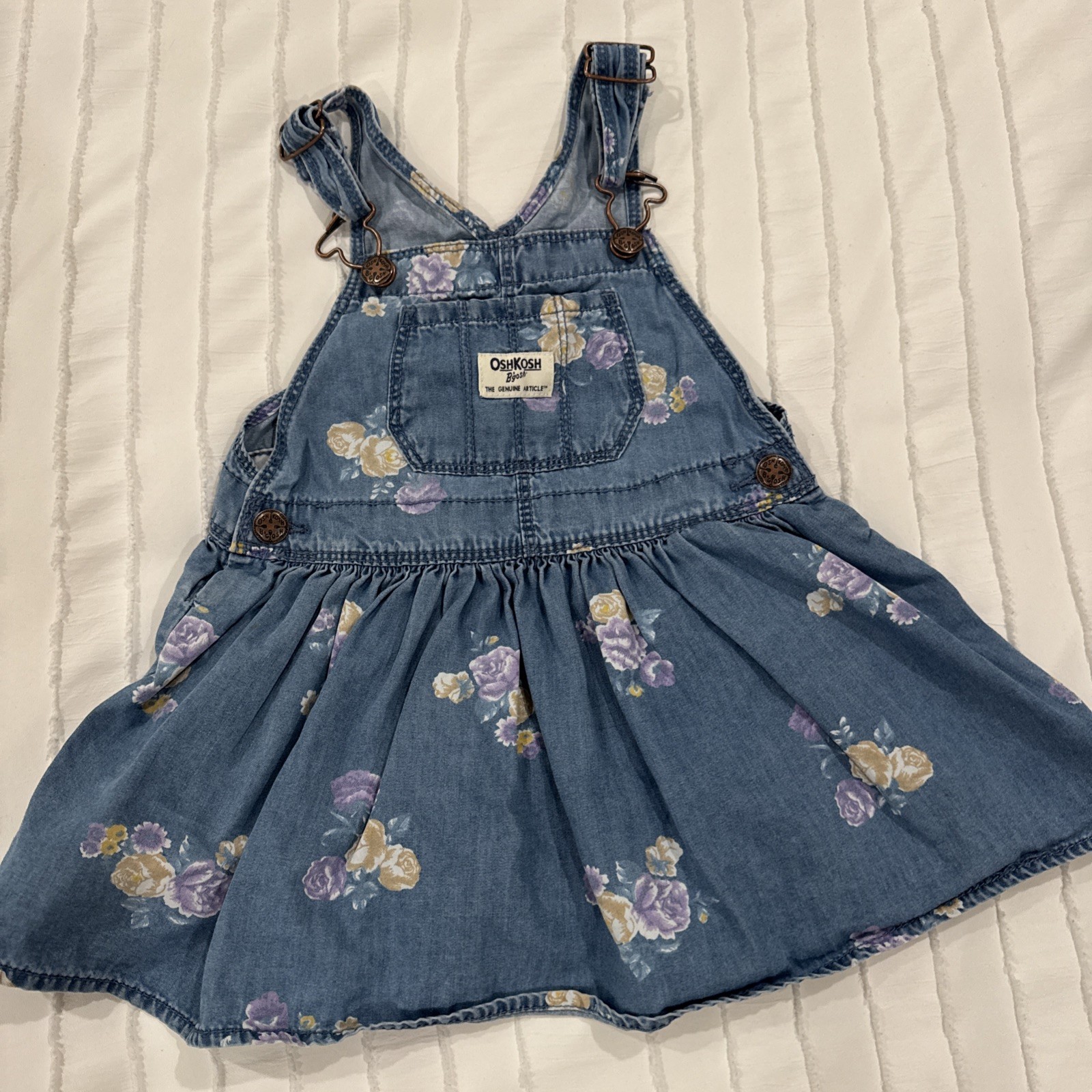 Osh Kosh B’ Gosh Toddler Girls Jean Overall Dress, Floral, Size 2T Osh Kosh B’ Gosh Toddler Girls Jean Overall Dress, Floral, Size 2T