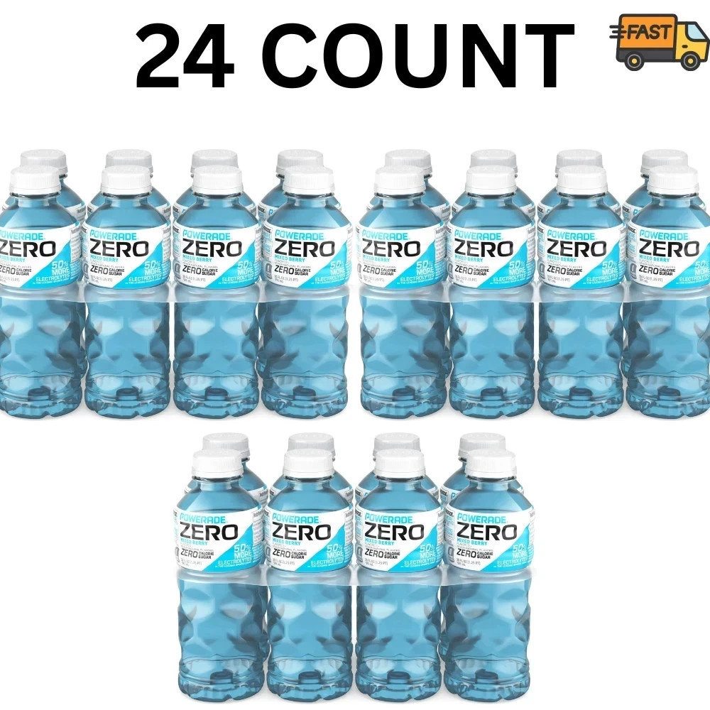 Powerade Zero Sugar Mixed Berry Sports Drink 20oz Bottles 24 Pack